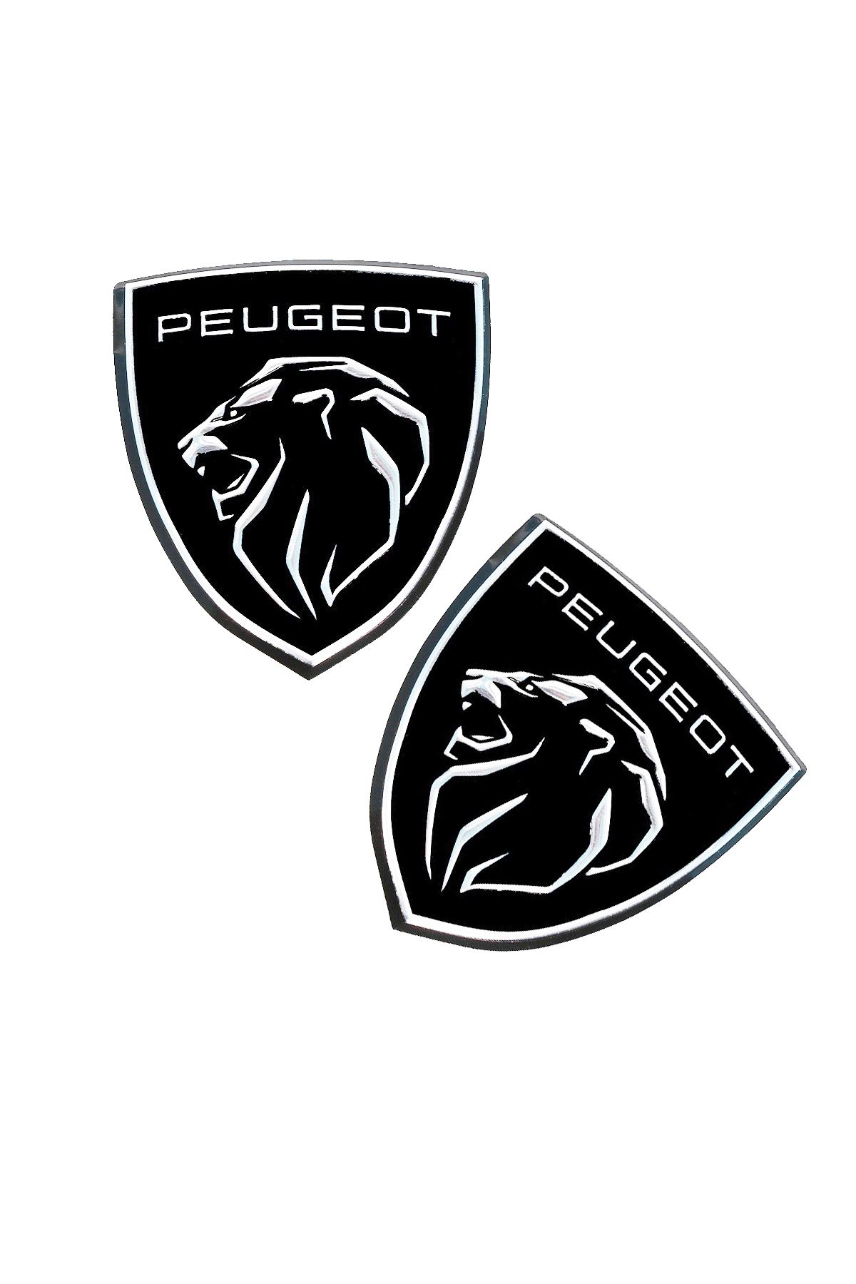 GARDENAUTO Peugeot Logo Yeni Arma 3D METALİZE Sticker Alüminyum 2 Adet Kabartmalı Etiket 7 cm x 8 cm
