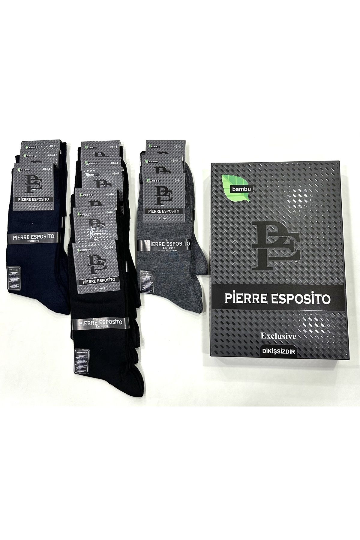 Pierre Esposito 12'li Kutulu Bambu Dikişsiz Erkek Soket Çorap (KOKULU)