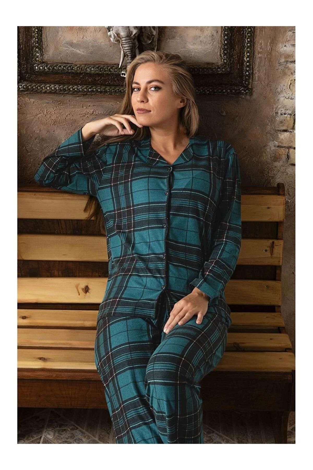 Sude Kadın Önden Düğmeli Süet Pijama Takımı P200/390 - 1 Adet