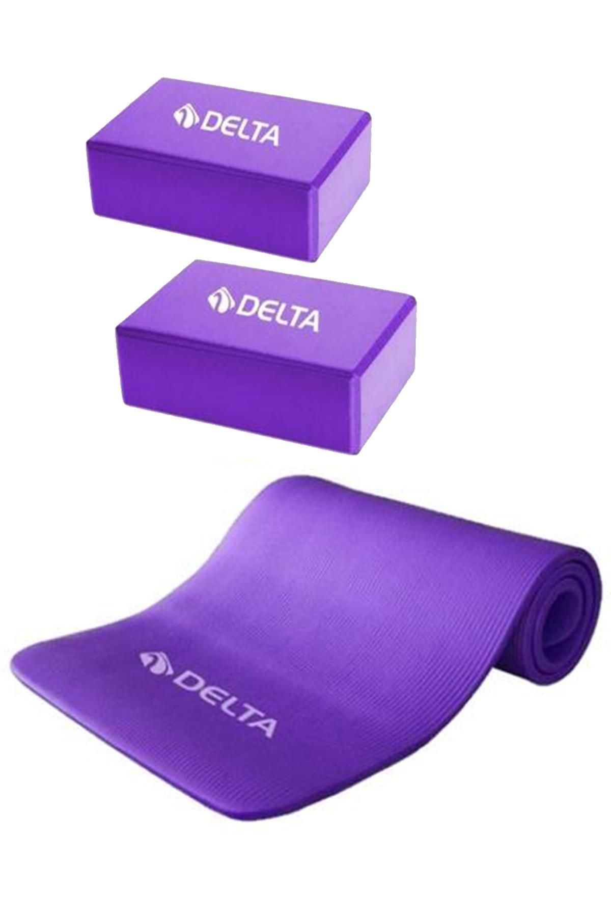 Delta Konfor Zemin Taşıma Askılı 15 Mm Pilates Minderi Yoga Matı 2 Adet Yoga Blok Çiftli Yoga Bloğu