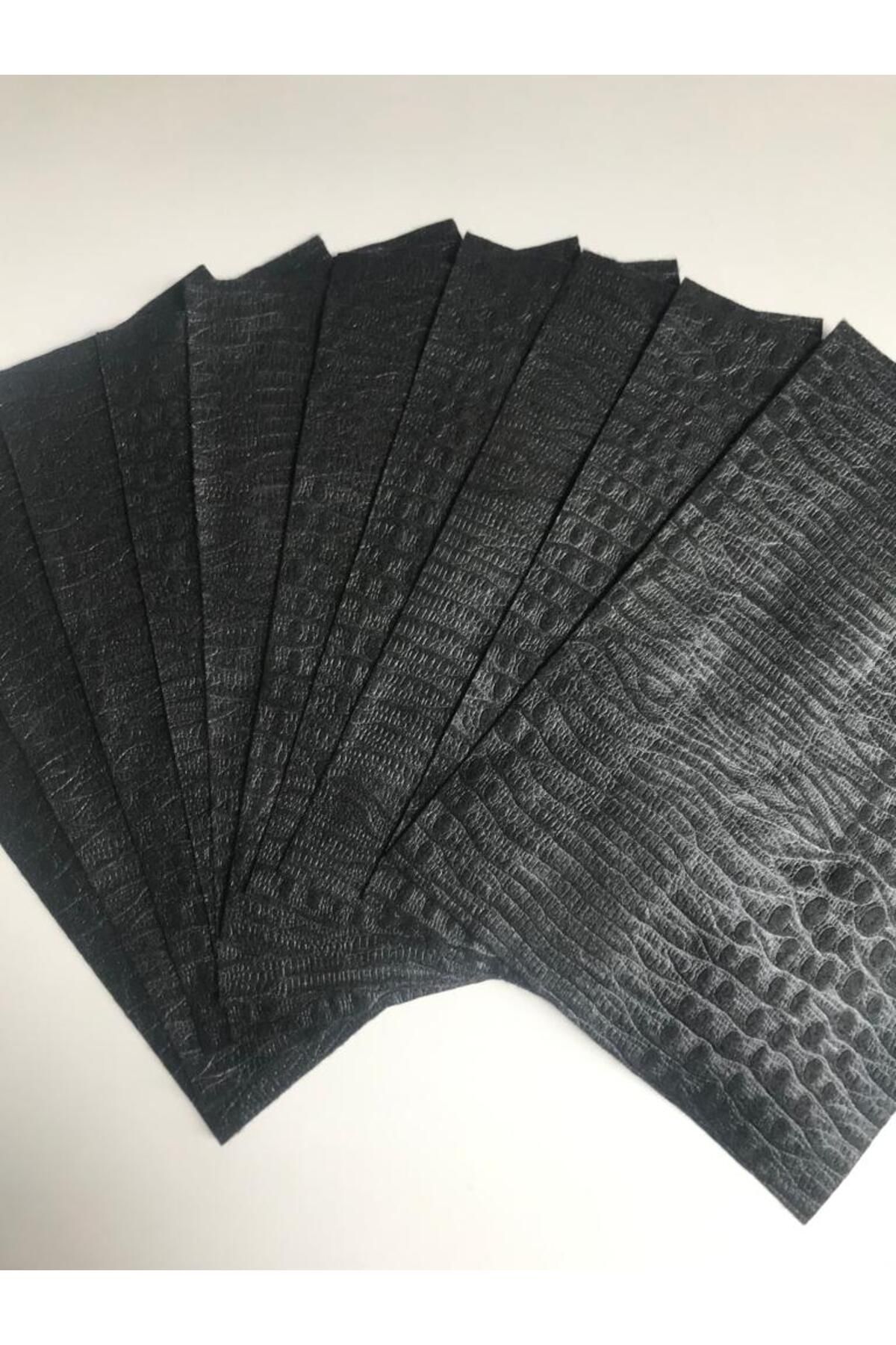 Anchor Timsah Desenli Siyah 10 Adet Yumuşak Keçe Kumaşı Çanta I Pad Kılıf Yapım Malzemesi (A4 Ebadında)