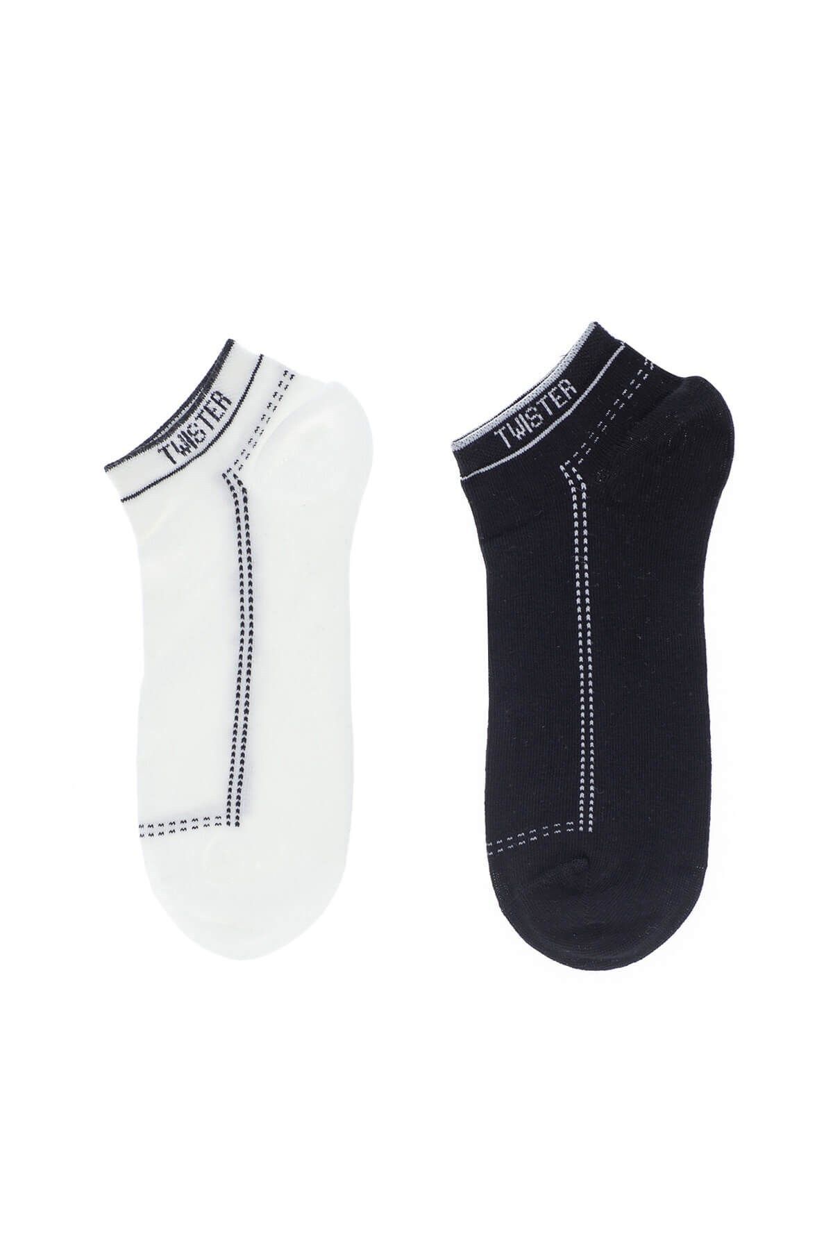 Twister Jeans Erkek Çorap Ecp Düz Patik Çorap 1008 Sıyah-beyaz