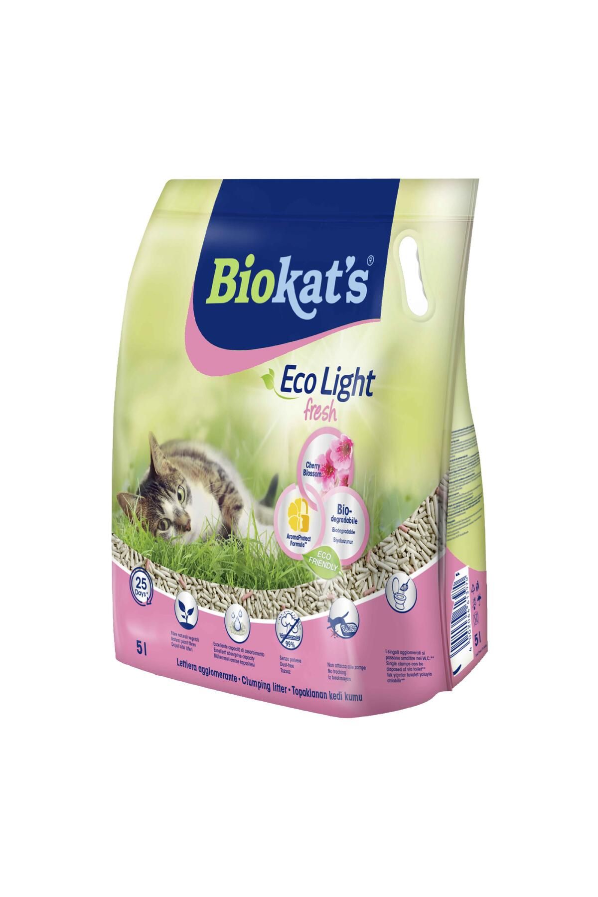 Biokat's Biokat's Eco Light Fresh Cherry Blossom (KİRAZ ÇİÇEĞİ KOKULU) Pelet Kedi Kumu 5 Lt