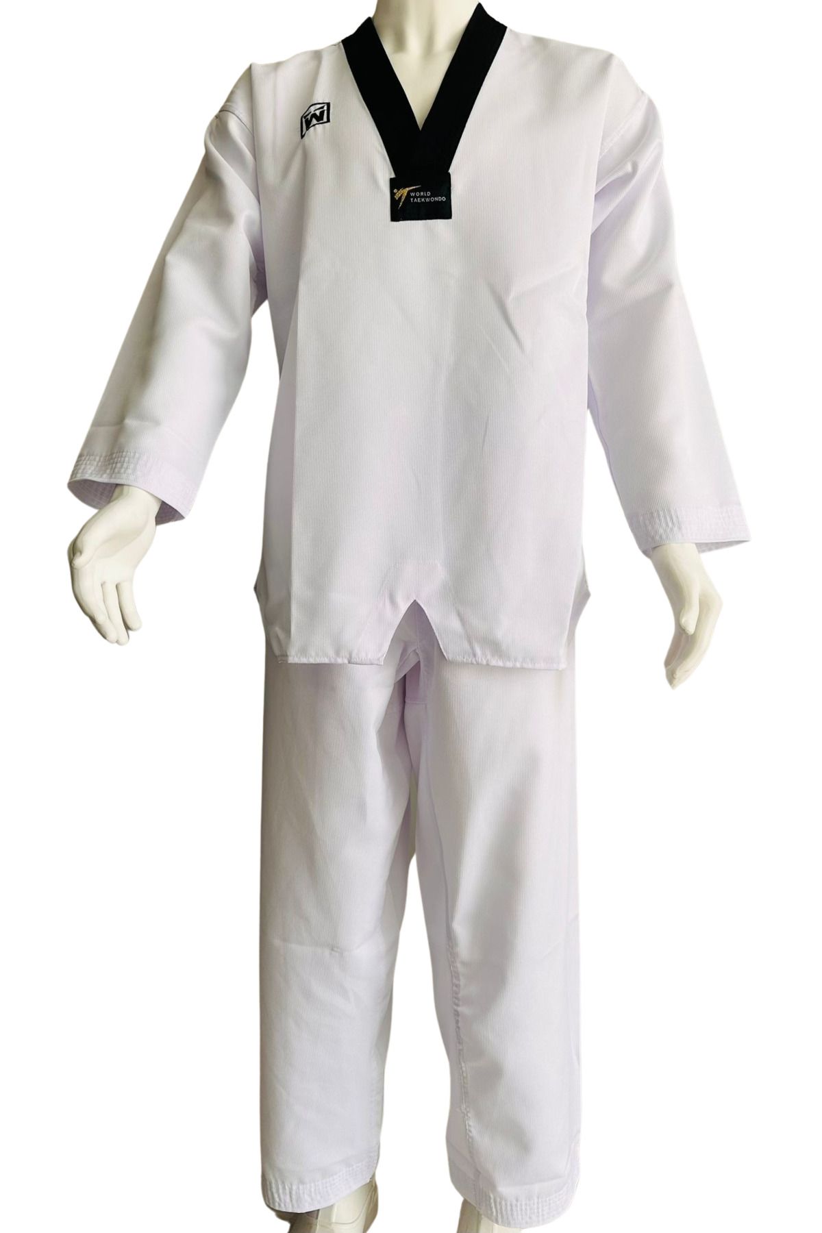 whiteface Taekwondo Elbisesi Siyah Yaka Fitilli