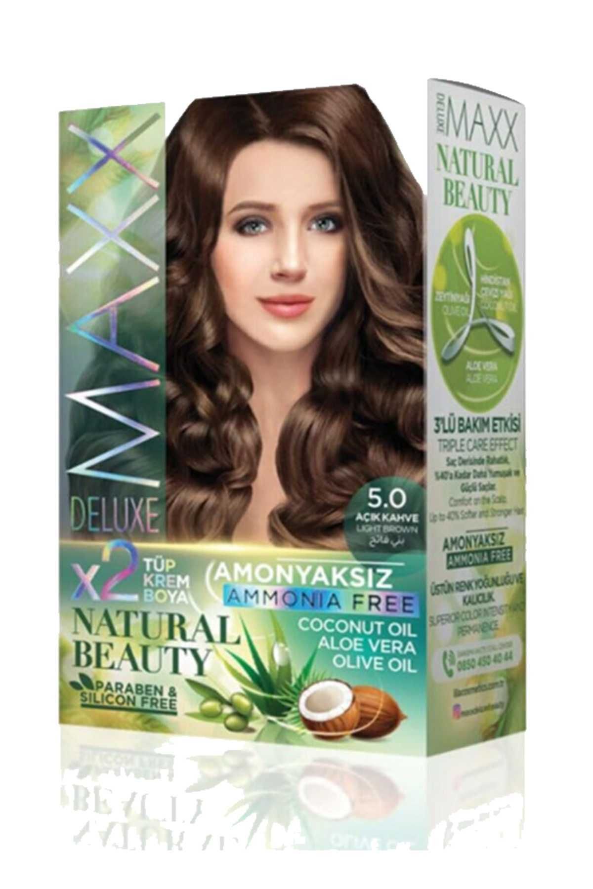 MAXX DELUXE Natural Beauty Amonyaksız Saç Boyası 5.0 Açık Kahve