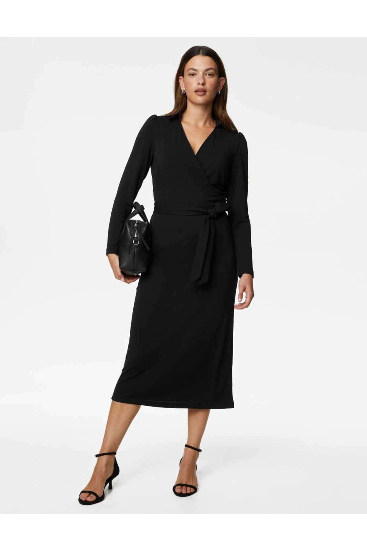 Marks & Spencer Uzun Kollu Midi Örme Elbise