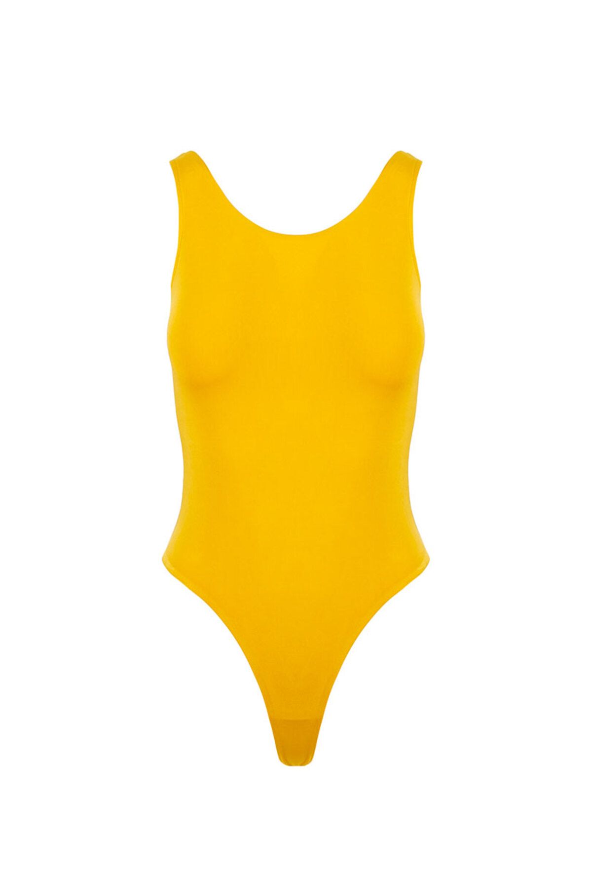 Rivus Yüzücü Atlet Kesim Alttan Çıtçıtlı Body - Sarı