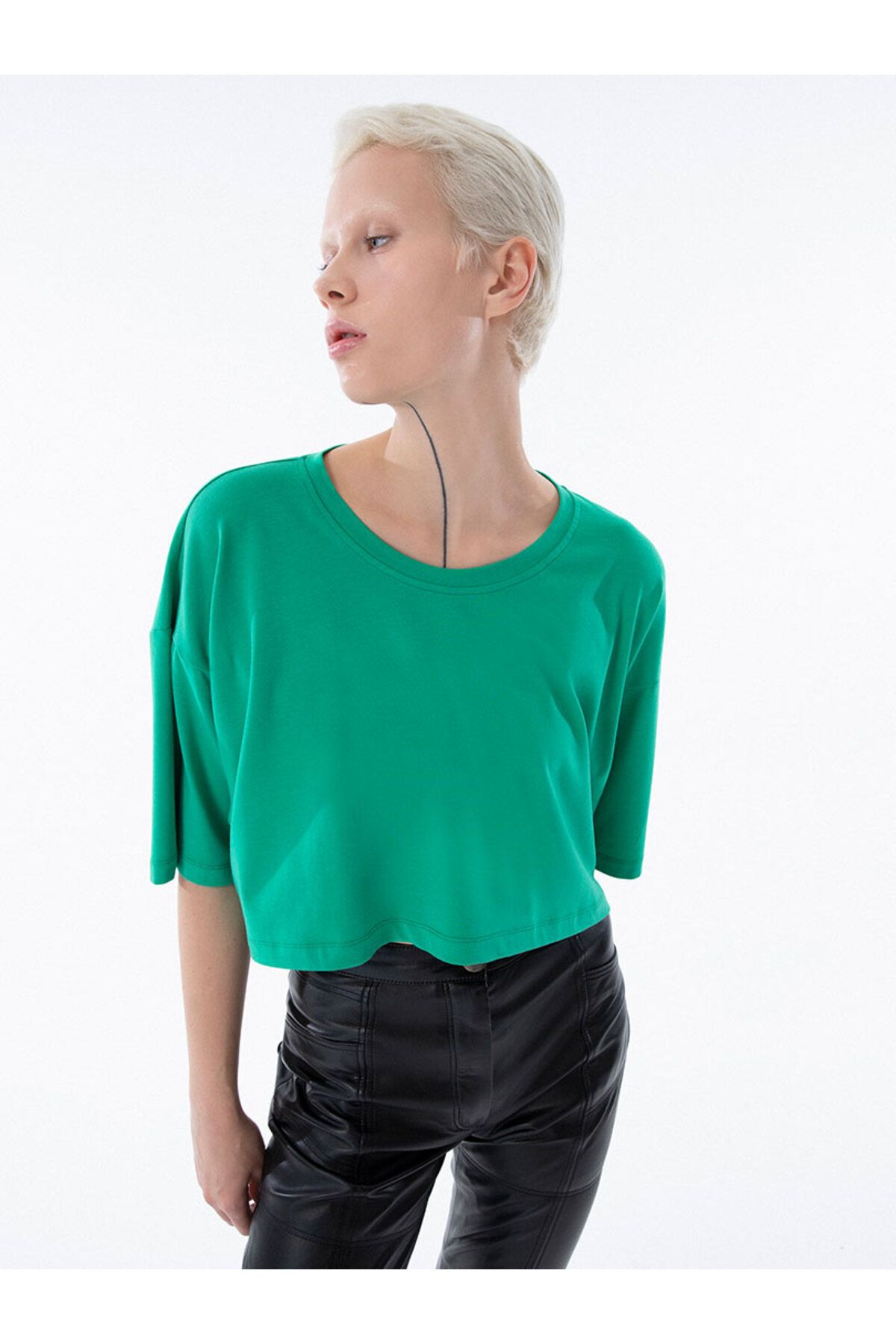 Rivus Oversize Crop T-shirt - Yeşil