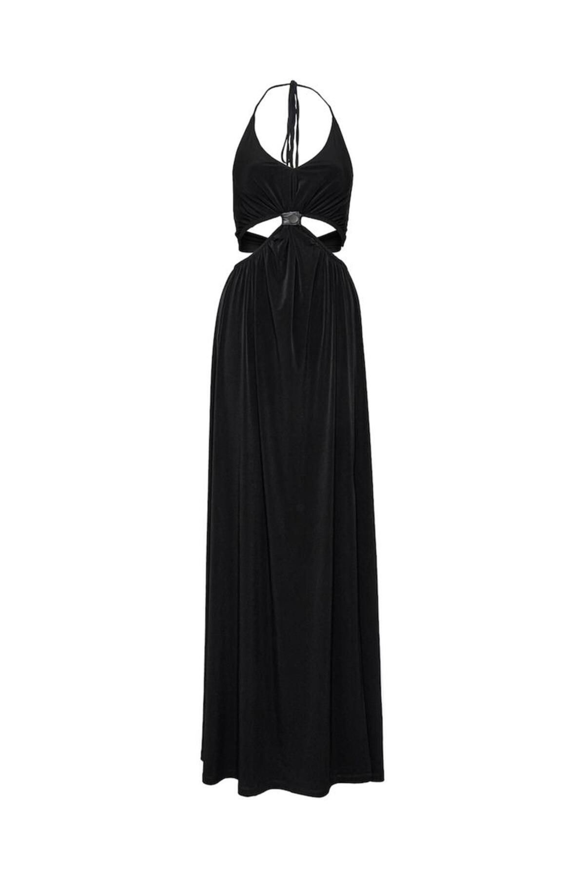 Rivus Düğümlü Aksesuar Detaylı Elbise - Siyah