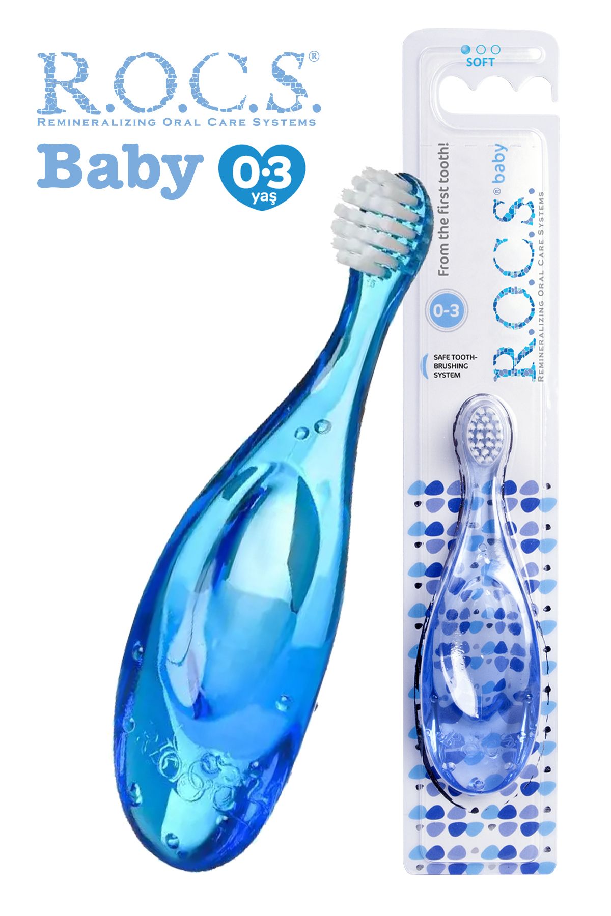 R.O.C.S. Baby 0-3 Yaş Bebek Fırçası - Mavi Rocs03m