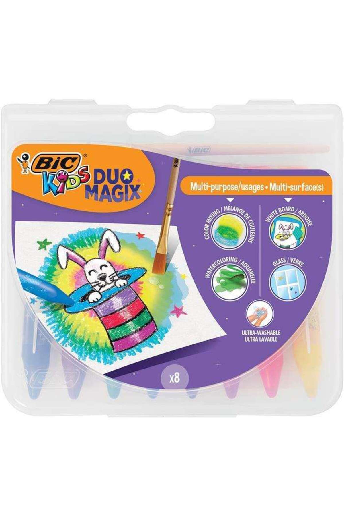 Bic Kids Duo Magic Pastel Boya 8 Renk Fırça Hediyeli