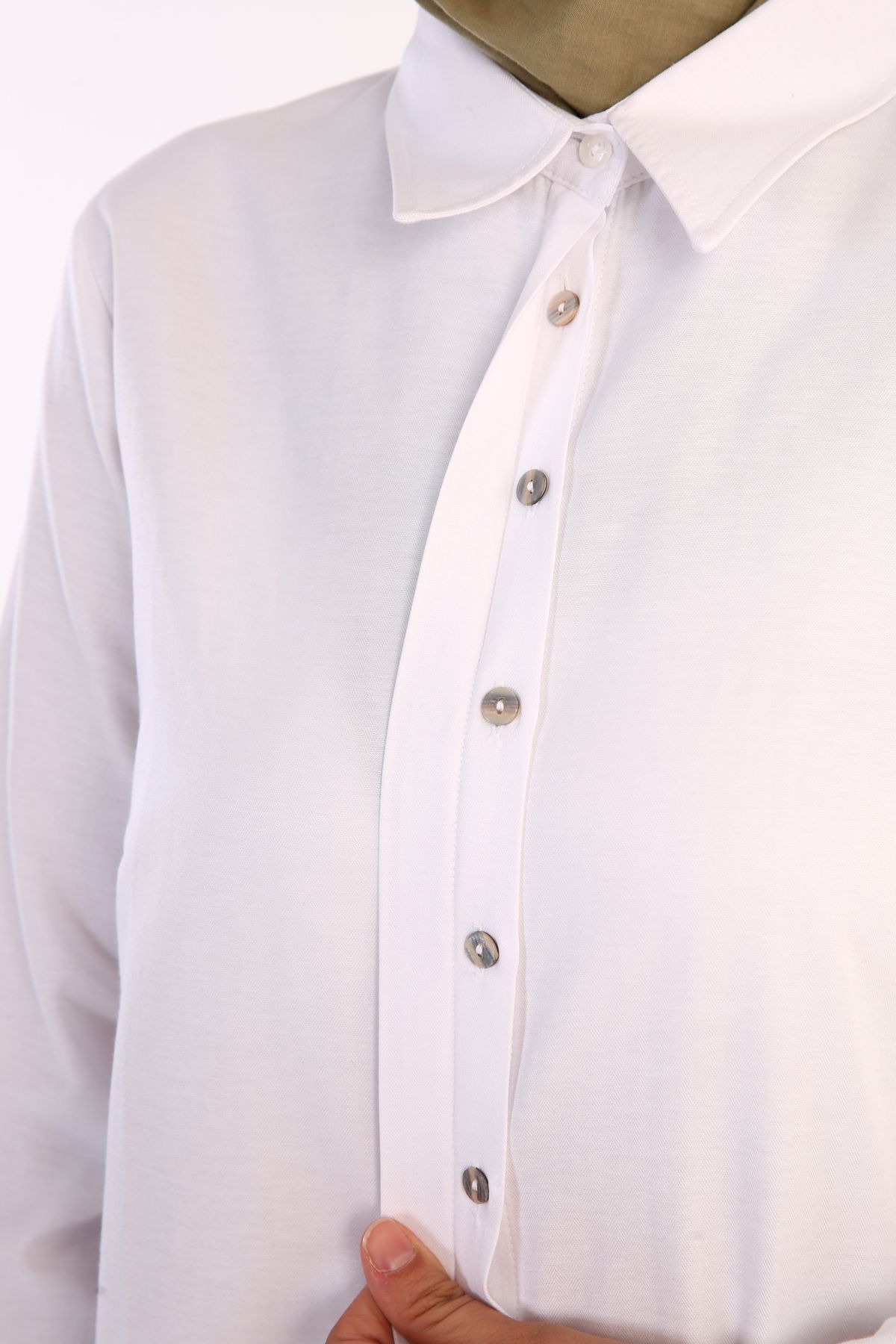 ALLDAY Beyaz Gizli Patlı Gömlek Tunik