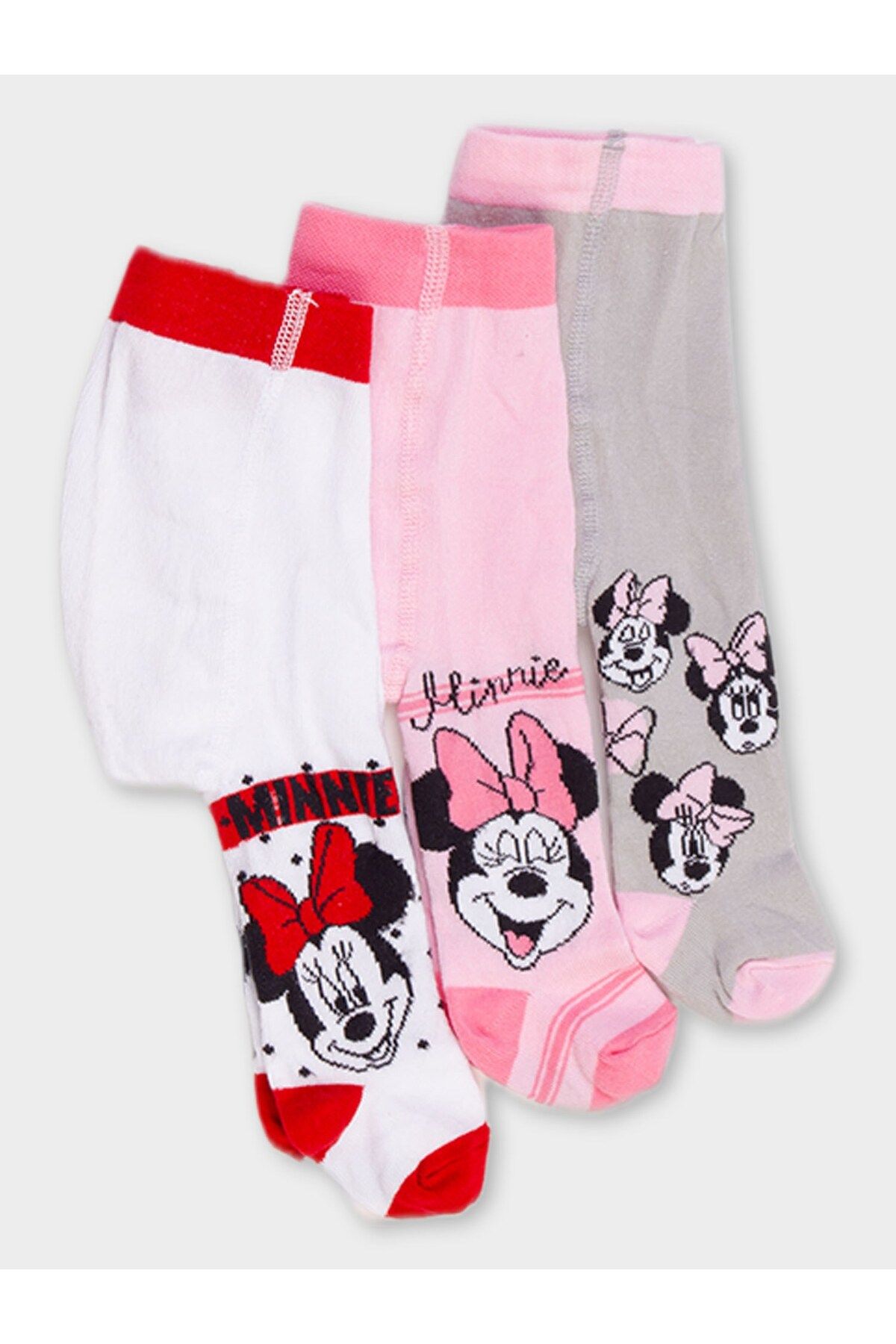 MINNIE MOUSE Disney Lisanslı Kız Bebek Külotlu Çorap Üçlü Set 0444