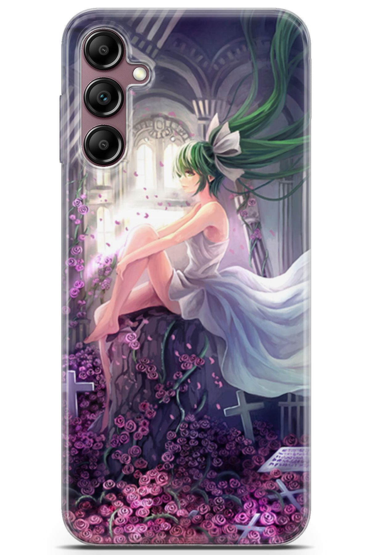 Lopard Samsung Galaxy A14 5G Uyumlu Lazer Kesim Silikon Anime 27 Yeşil Saçlı