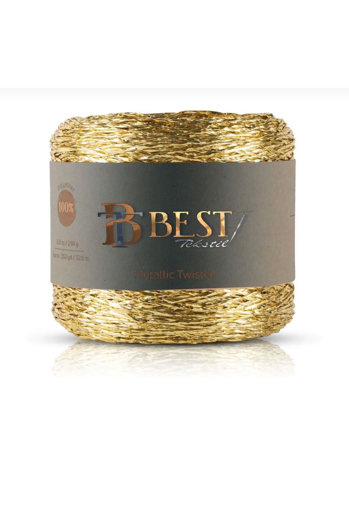 Genel Markalar Premium 320 M Simli Metalik Ip Parlak Çanta Rafya Supla Ip Metalik Bükümlü Ip 250 Gr Altın
