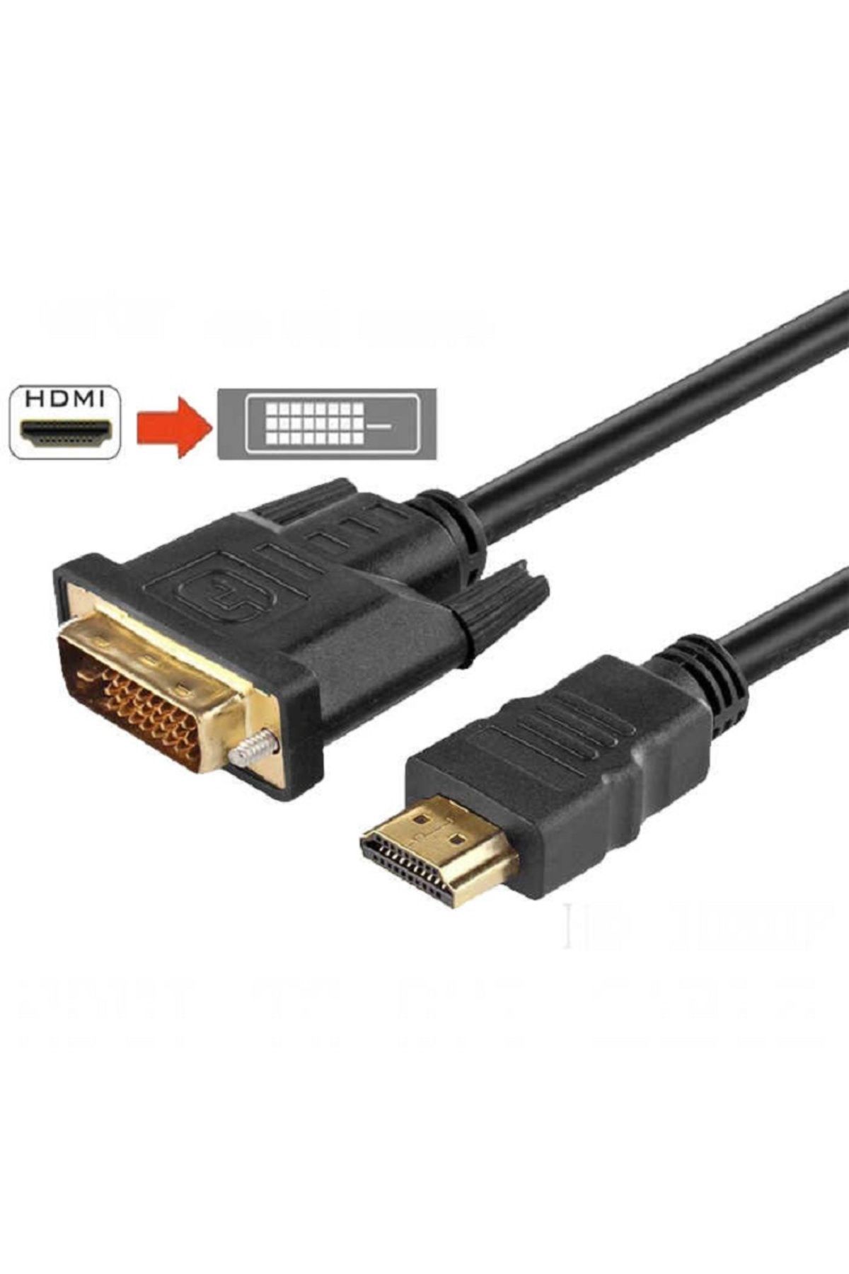 Derwell Hdmi To Dvi 24 1 Dvi To Hdmi Kablo Altın Uçlu Hdmı-dvı Kablosu Erkek Tv Hd Pc Projektör Ps4/3 1.8m