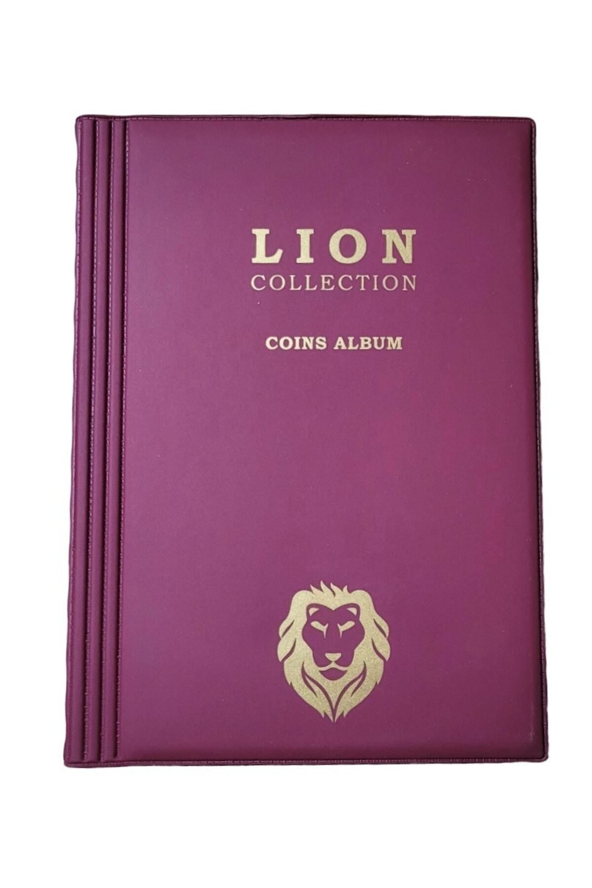 Lion 72 Gözlü, 12 Sayfalı, Kapamalı Paralar Için Madeni Para Albümü- Bordo Renk Koleksiyon