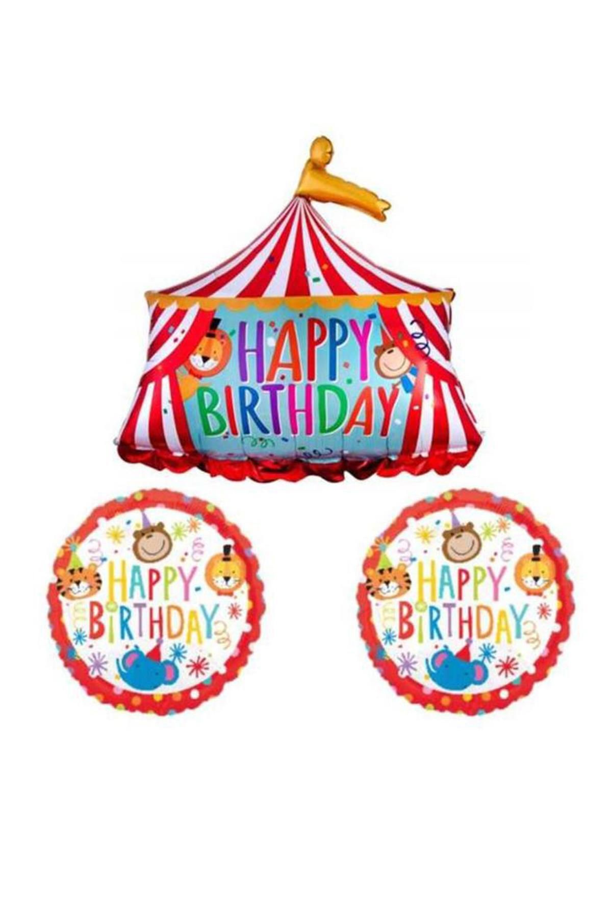 Le Mabelle Sirk Temalı Happy Birthday Balon Set