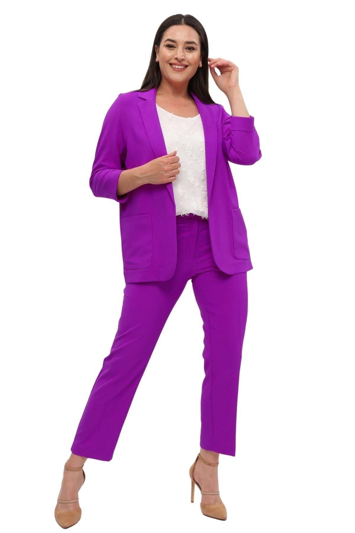 Hanezza Kadın Blazer Ceket | Fuşya | Büyük Beden | 7 Renk | Takım Elbise Uyumlu