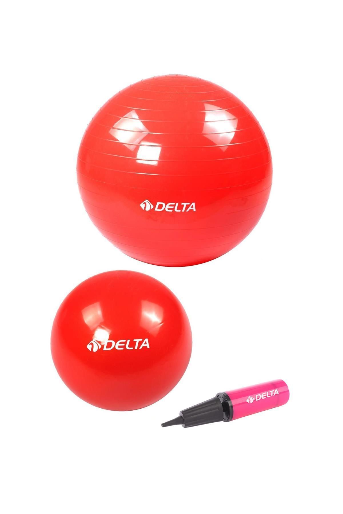 Delta 55 cm Pilates Topu 25 cm Mini Denge Topu Ve Pompası Seti