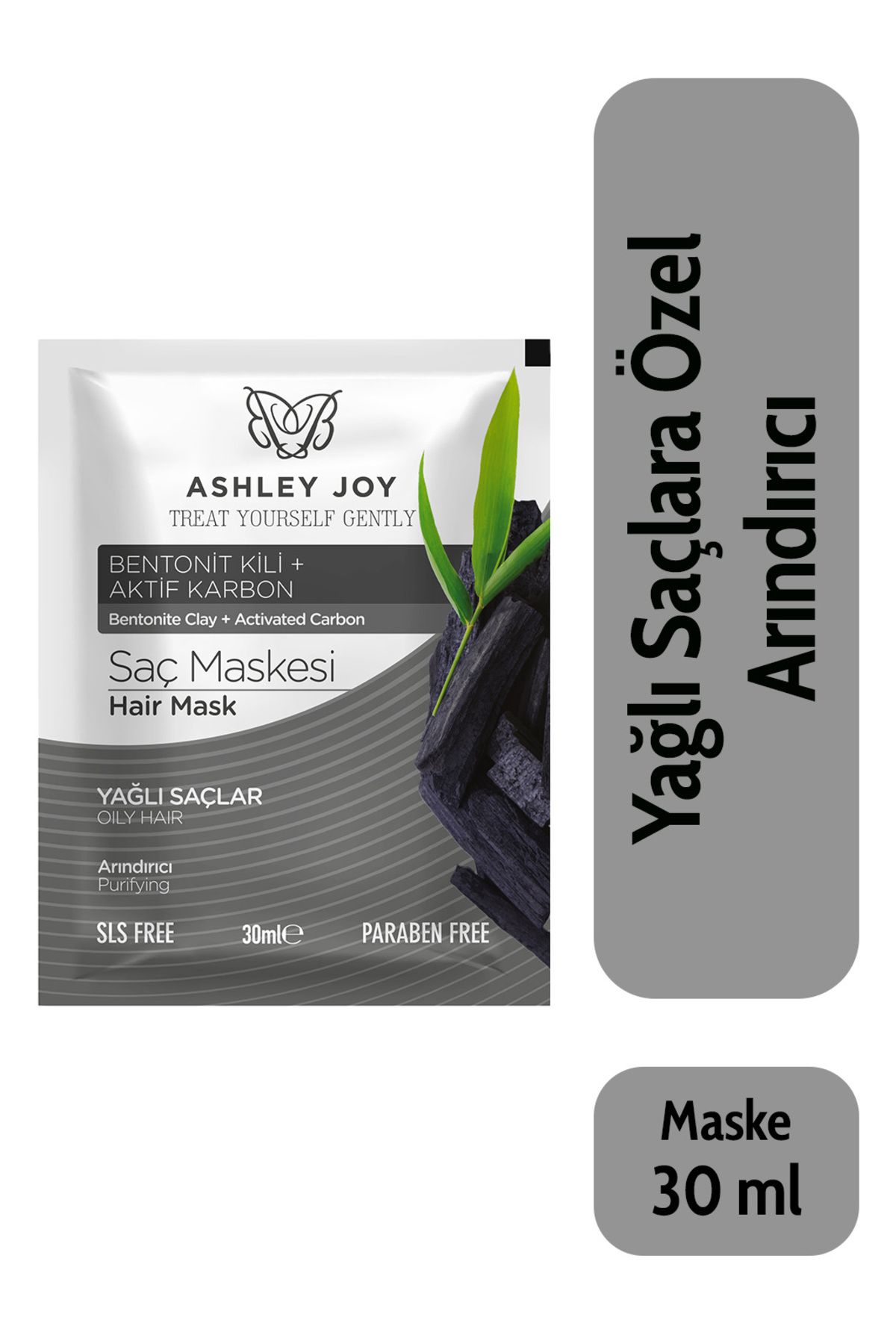 Ashley Joy Yağlı Saçlar Için Bentonit Kili, Aktif Karbon Içeren Arındırıcı Saç Maskesi 30 ml