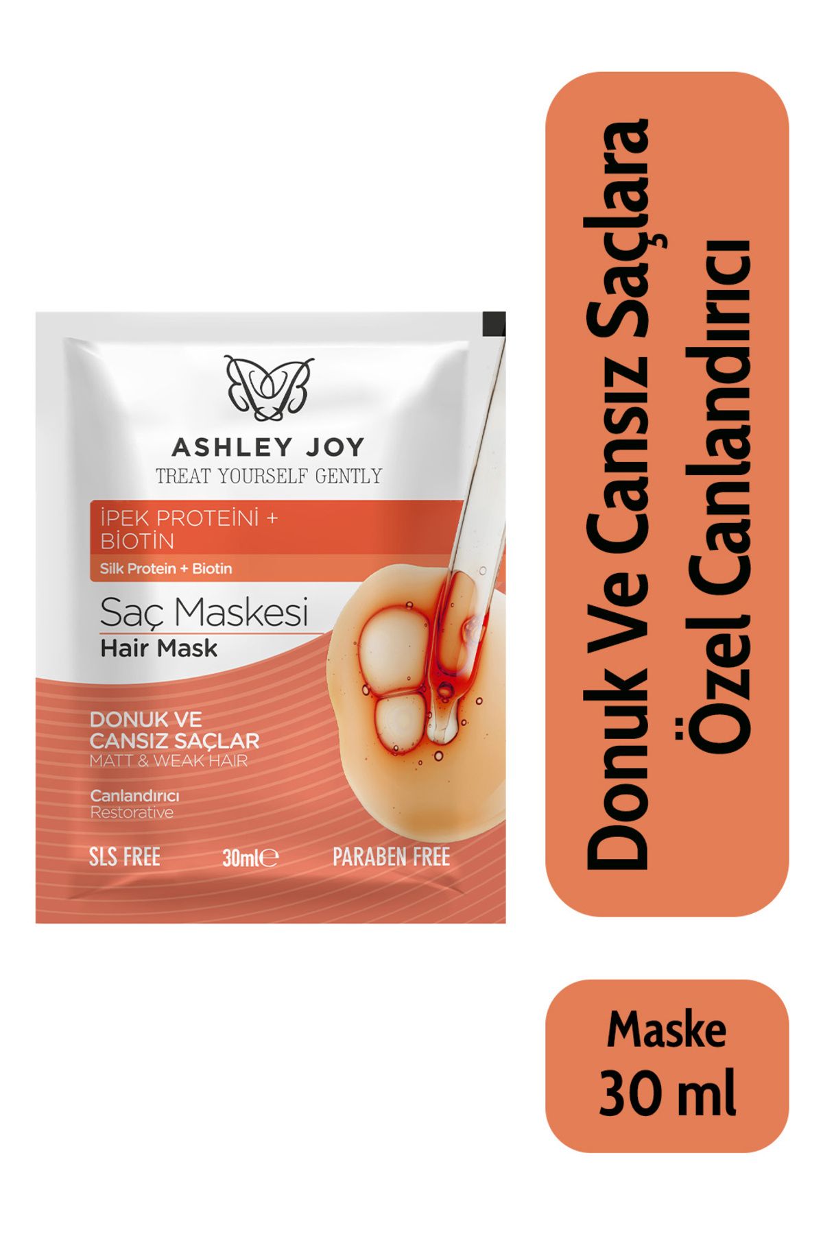Ashley Joy Donuk Ve Cansız Saçlara Özel Ipek Proteini Içeren Canlandırıcı Saç Maskesi 30 ml