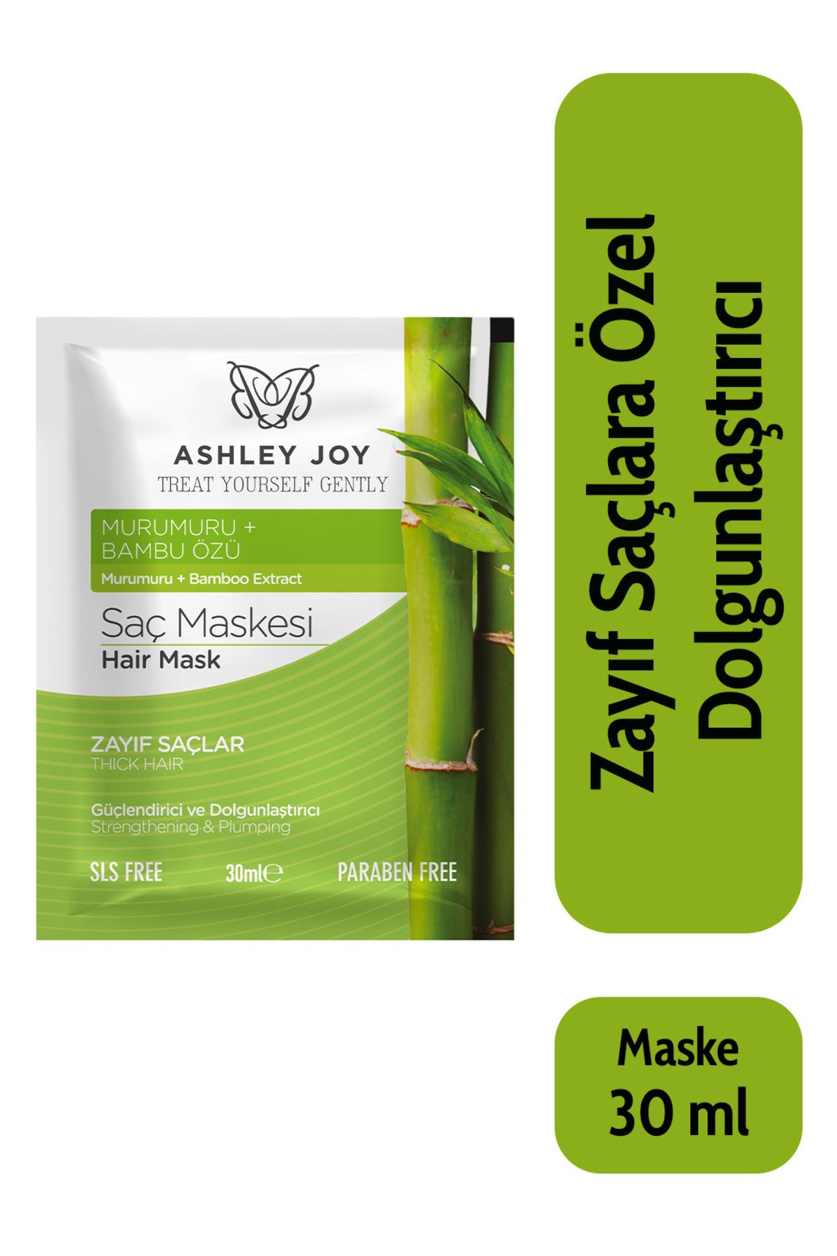 Ashley Joy Zayıf Saçlara Özel Bambu Içeren Güçlendirici Ve Dolgunlaştırıcı Saç Bakım Maskesi 30 ml