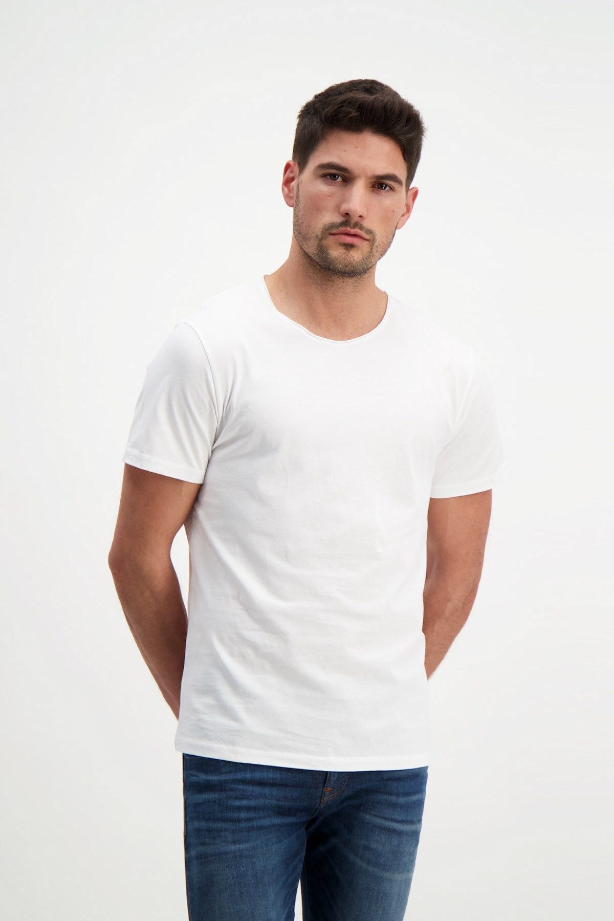Rich Erkek Yıkamalı Basic T-shirt Tişört %100 Pamuk Tişört