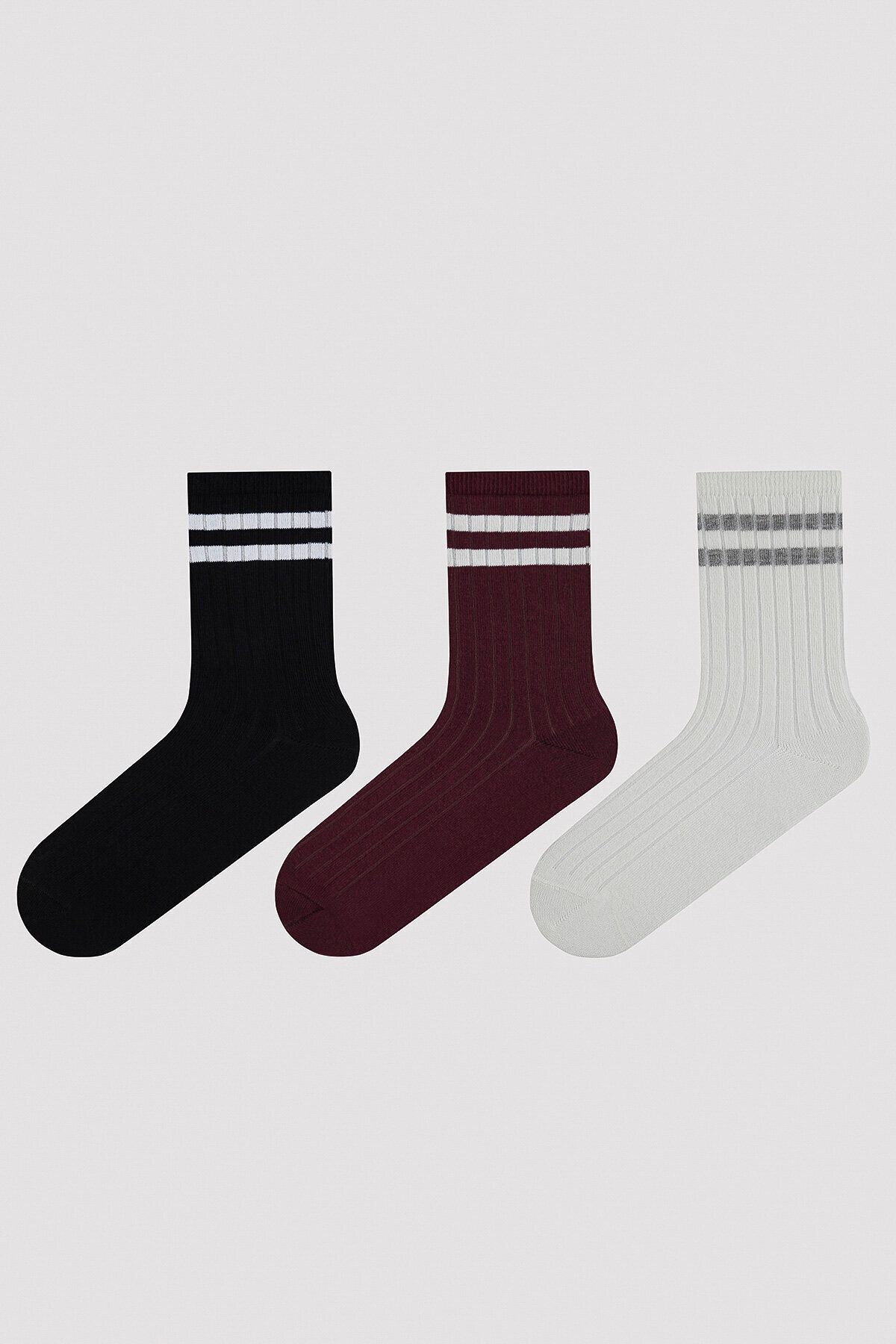 Penti Çizgili Renkli 3lü Soket Çorap