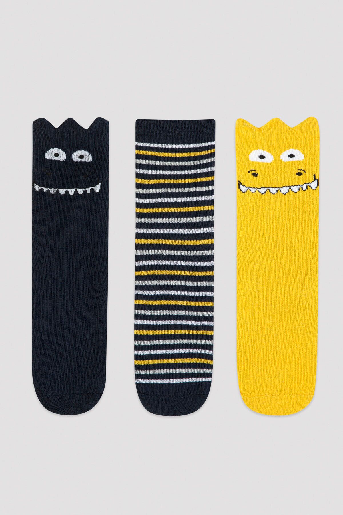 Penti Çok Renkli Boys Crazy Face 3lü Soket Çorap