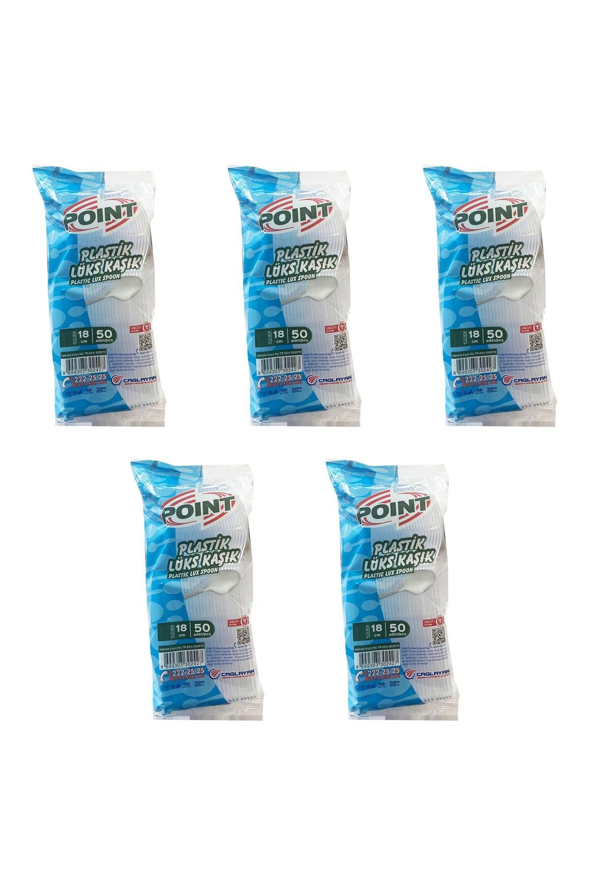 Poppy Point Plastik Lüx Şeffaf Kaşık - 18 Cm. - 3.2 Gr. - 50 Adetlik 5 Paket