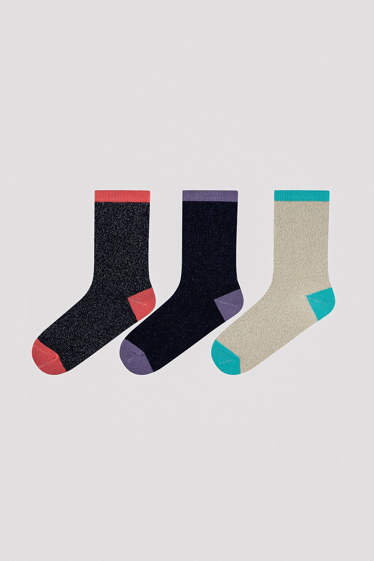 Penti Renkli Simli 3lü Soket Çorap