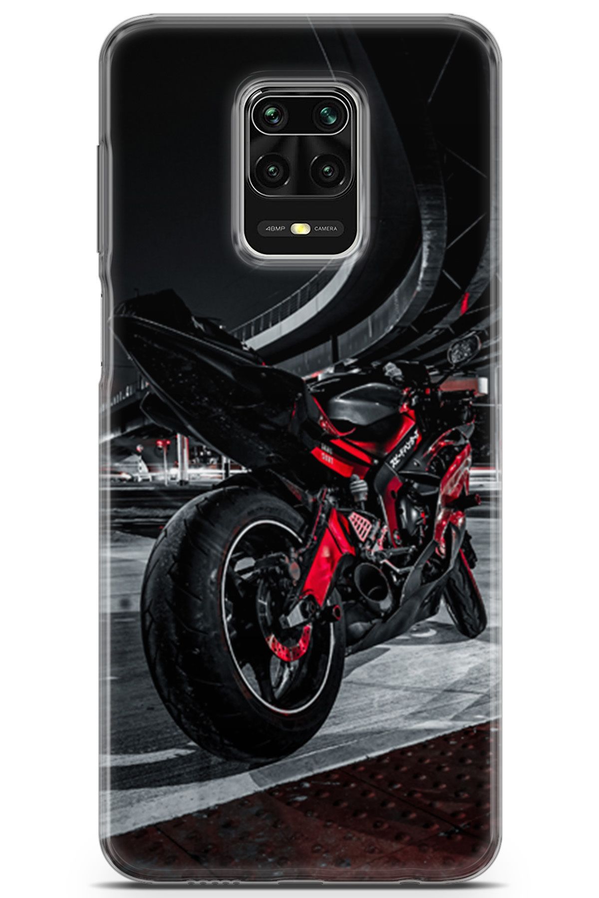 Lopard Xiaomi Redmi Note 9 Pro Enjoy Parlak Kılıf Milano 18 Kırmızı Motosiklet