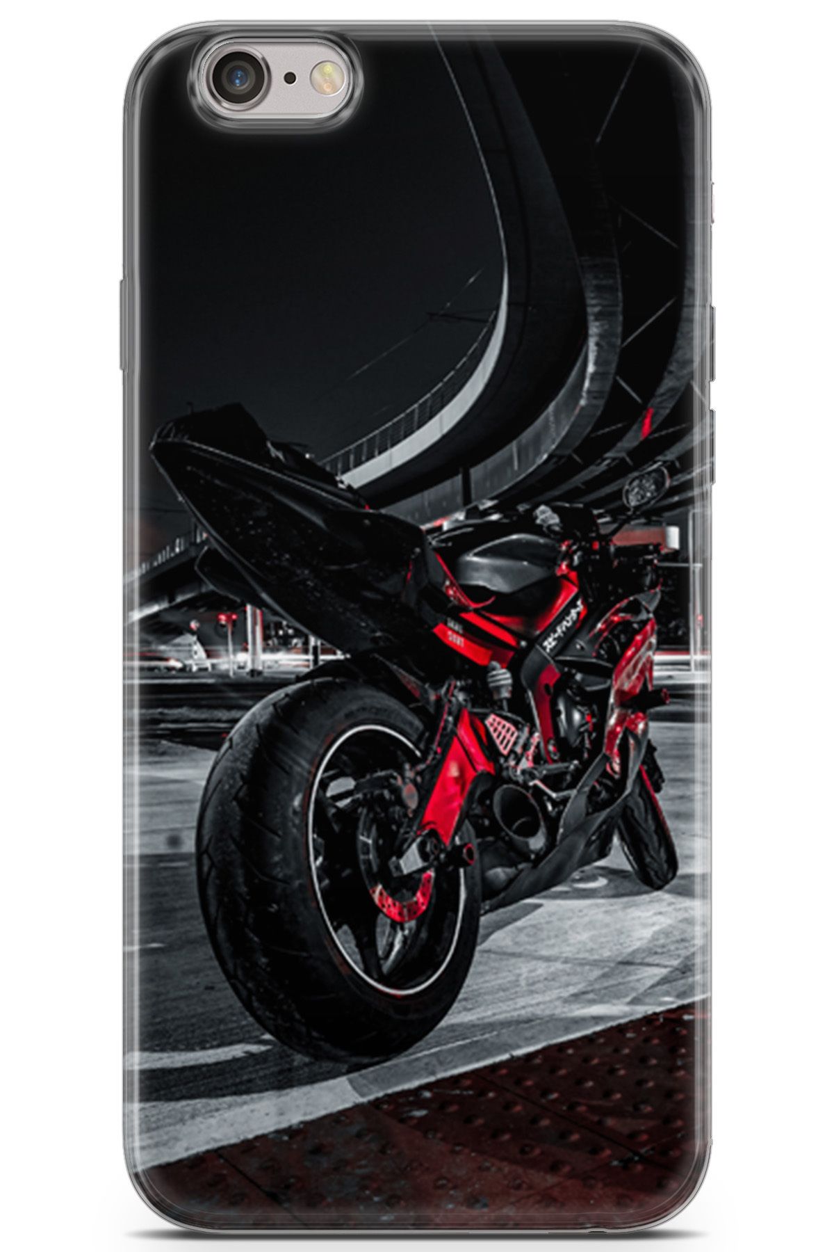 Lopard Apple iPhone 6 6S Plus Enjoy Parlak Kılıf Milano 18 Kırmızı Motosiklet