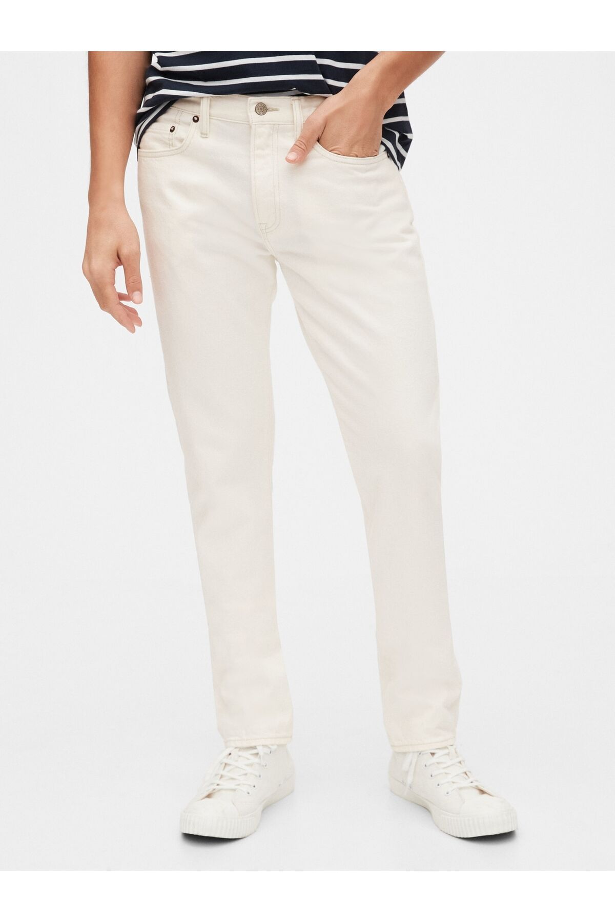 GAP Erkek Beyaz Vintage Yıkamalı Slim Jean Pantolon