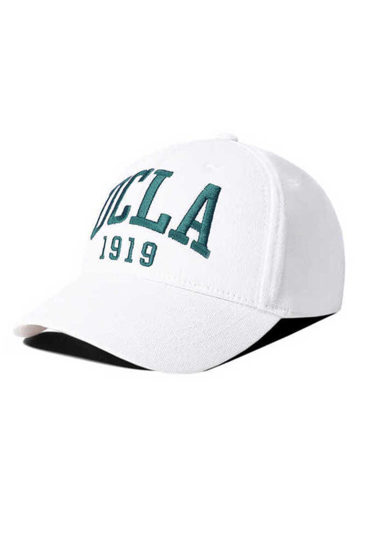Ucla Ballard Beyaz Açık Yeşil Nakışlı Şapka