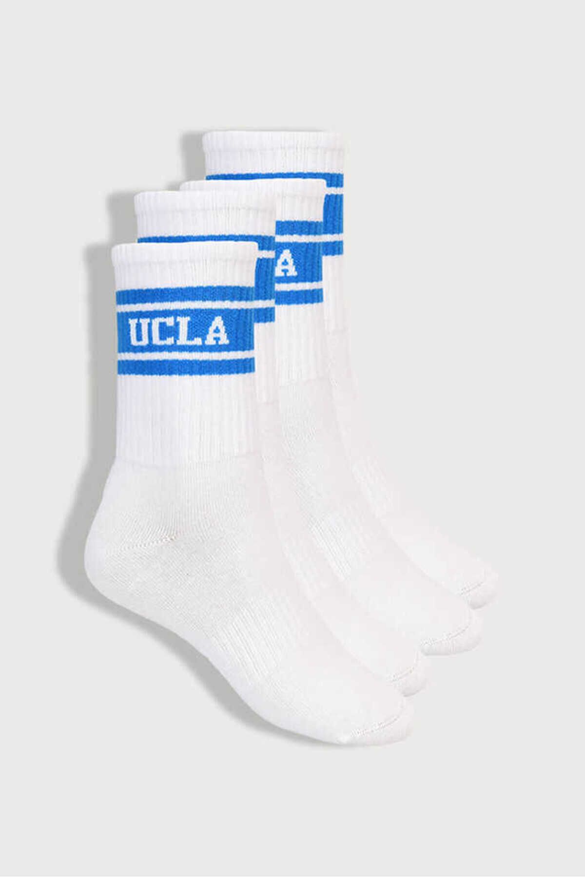 Ucla Calzada 2li Beyaz Uzun Jakarlı Unisex Çorap