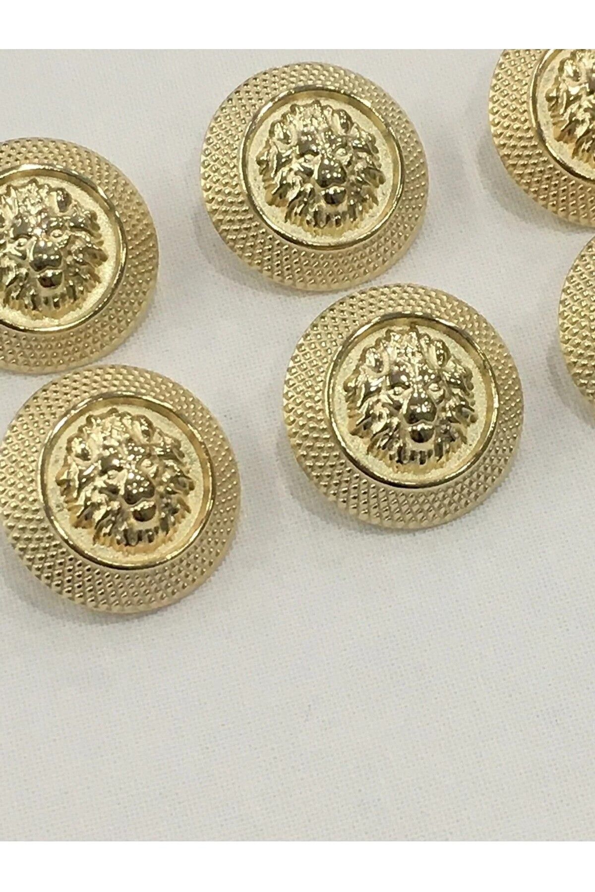 Zedhobi 6 Adet Aslan Desenli Gold Renk Trençkot Ve Blazer Ceket Düğmesi Seti Takımı