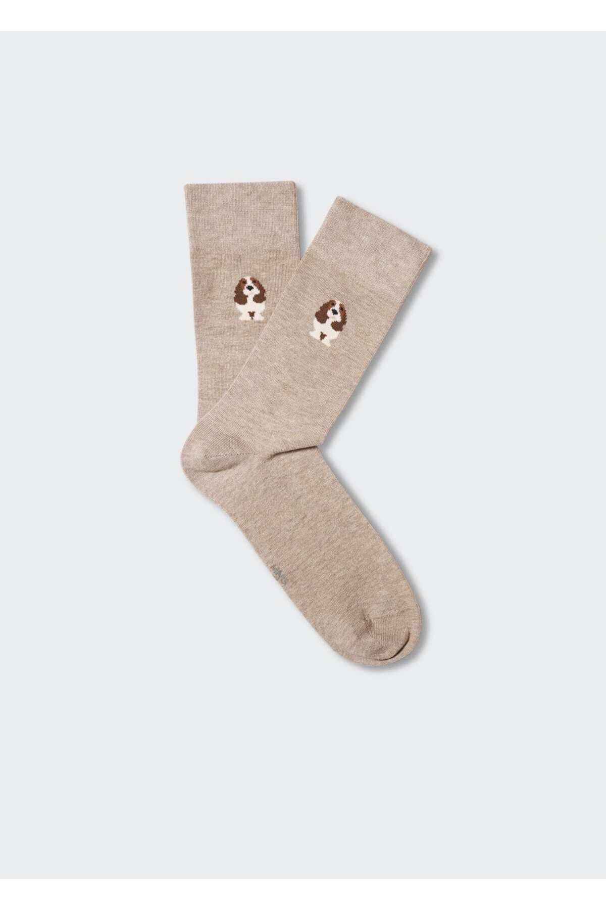 MANGO Man Hayvan desenli pamuklu çorap