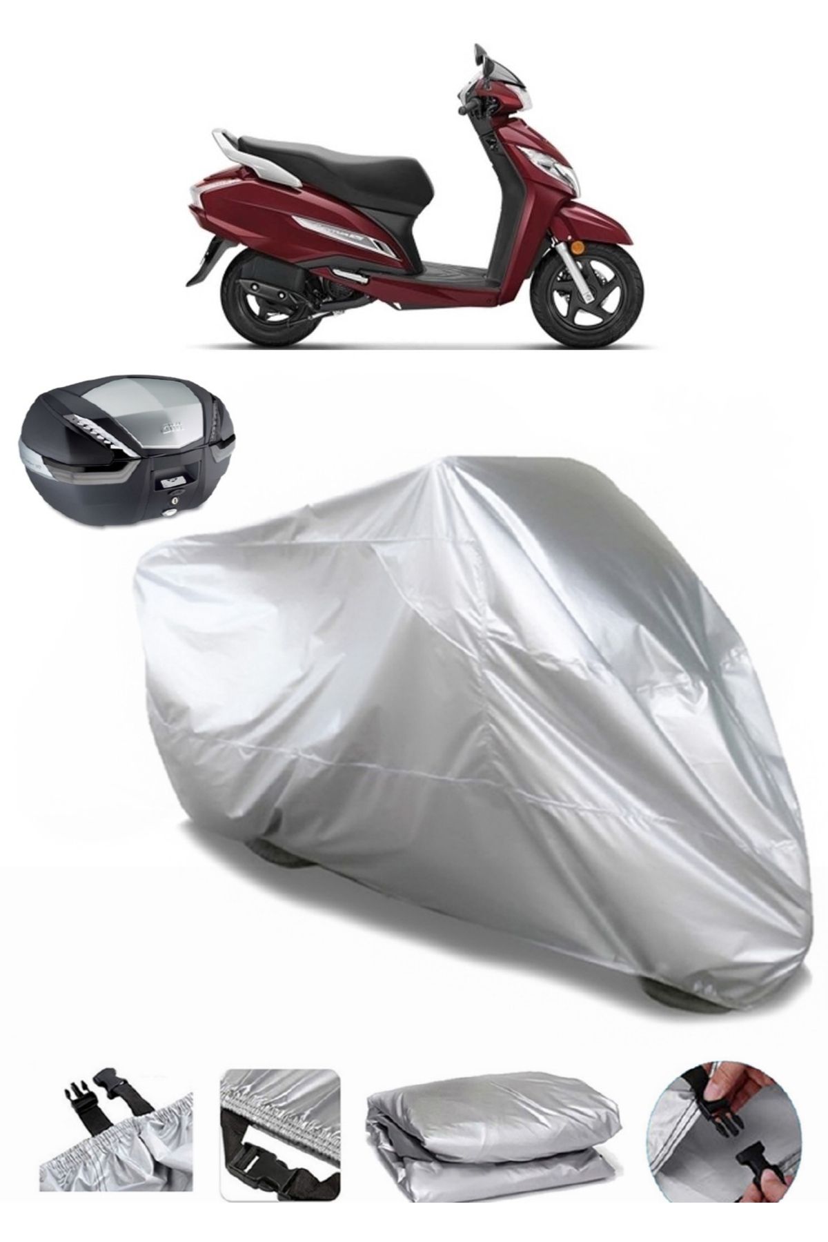 AutoEN Honda Activa 125 Arka Çanta Uyumlu Motosiklet Brandası Lüx Kalite Motor Brandası