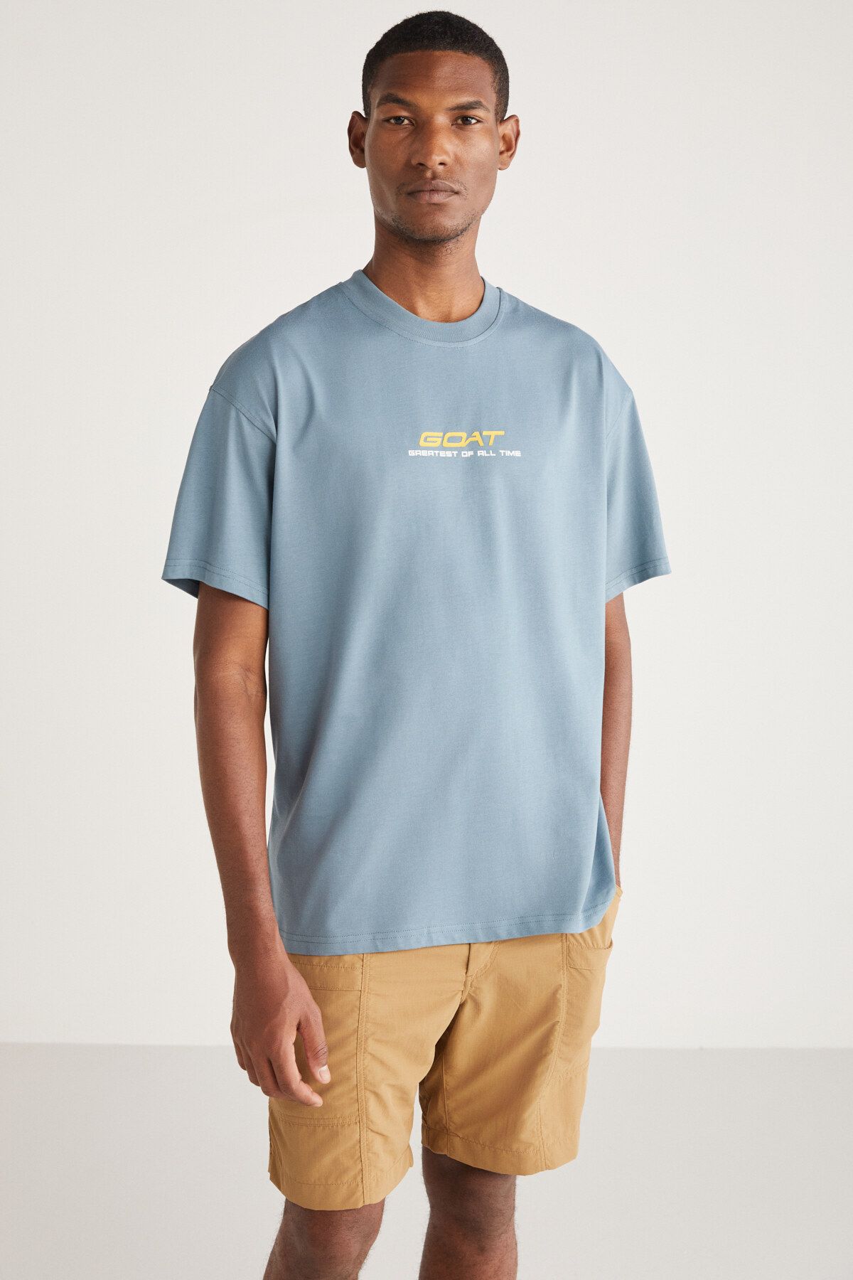 GRIMELANGE Crosby Erkek Oversize Fit %100 Pamuk Kalın Dokulu Baskılı T-shirt