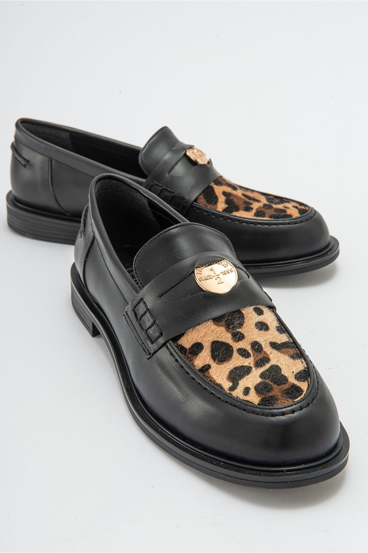 luvishoes BLOSS Siyah Cilt Desenli Kadın Loafer