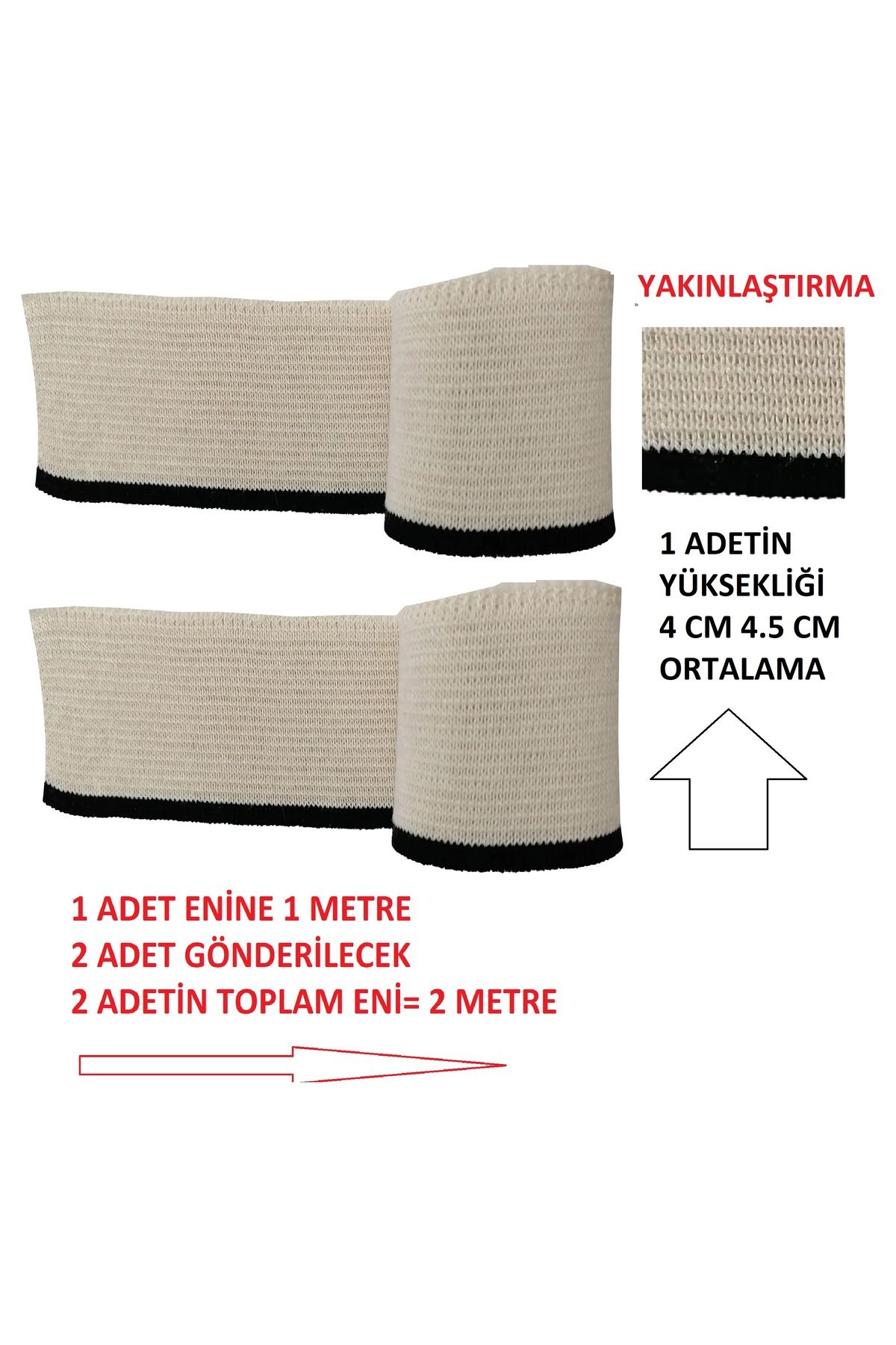 U5 FASHION Ribana Kumaş (TRİKO DOKUMA) Hobi Tasarım Malzemesi Ribana Uzun Şerit Bant ( 2 Adet)