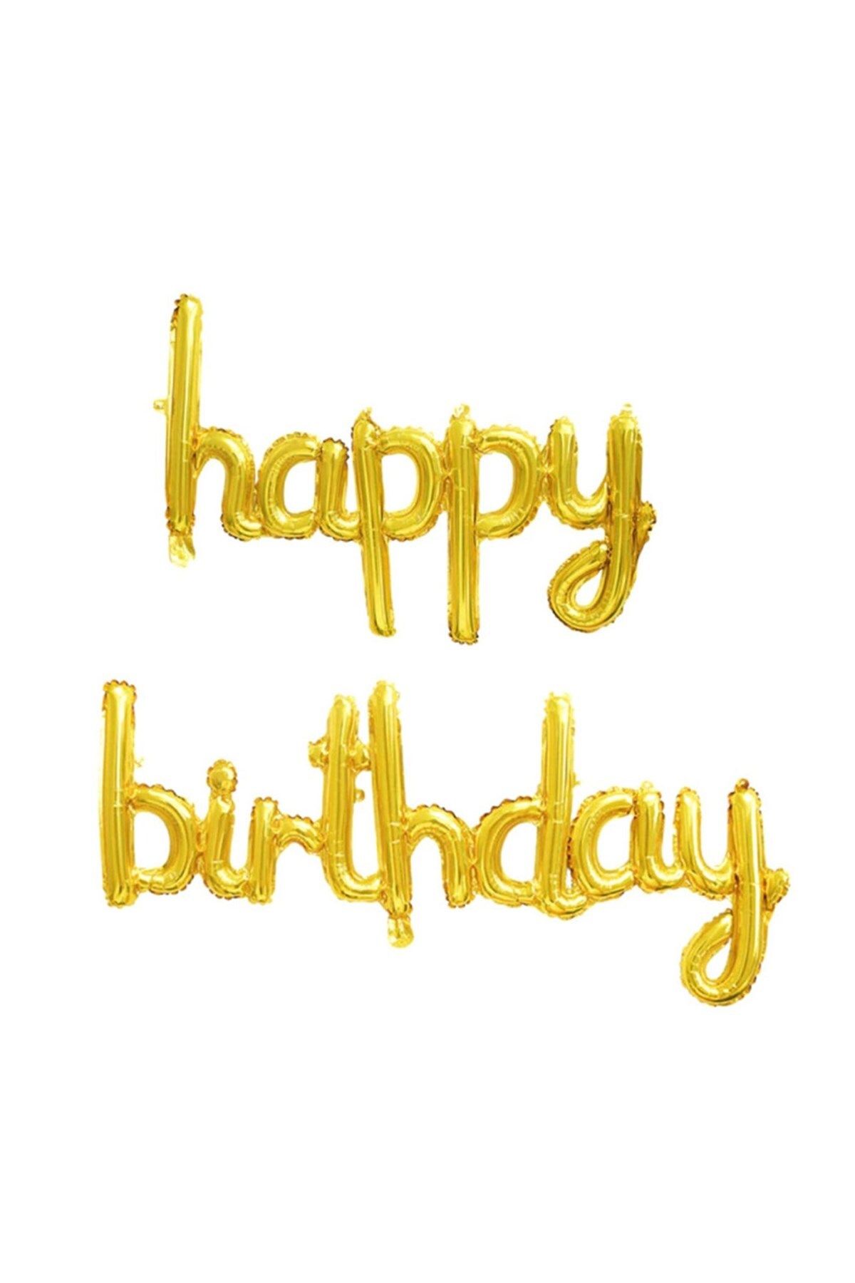 Le Mabelle Gold Happy Birthday El Yazısı Balon Set