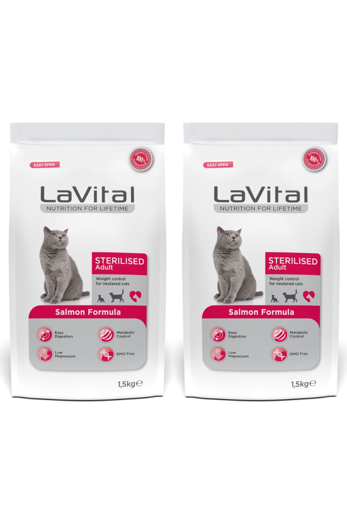 La Vital Somonlu Premium Kısır Kedi Maması 1.5 Kg 2'li Paket