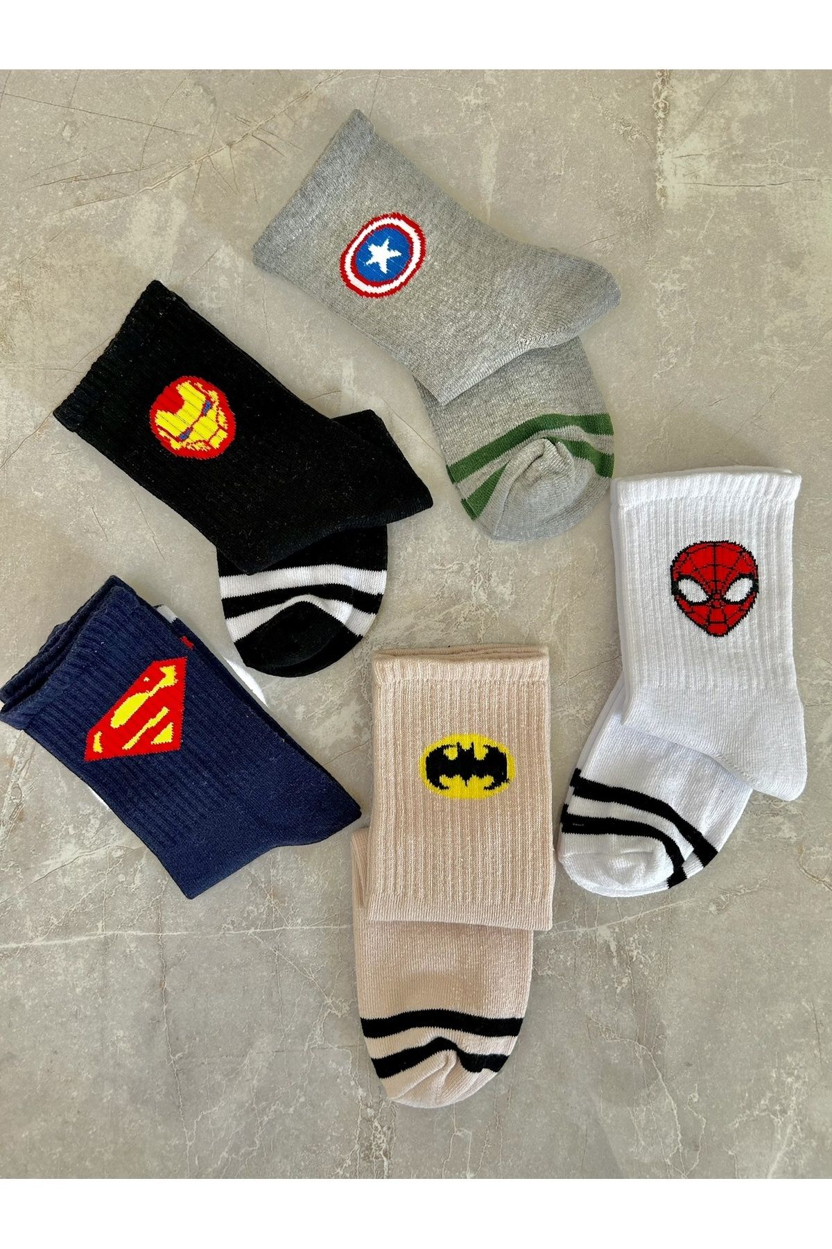 Sky Socks 5'li Marvel Dc Süper Kahraman Çizgi Karakter Seti Kokulu Tenis Kolej Çorap