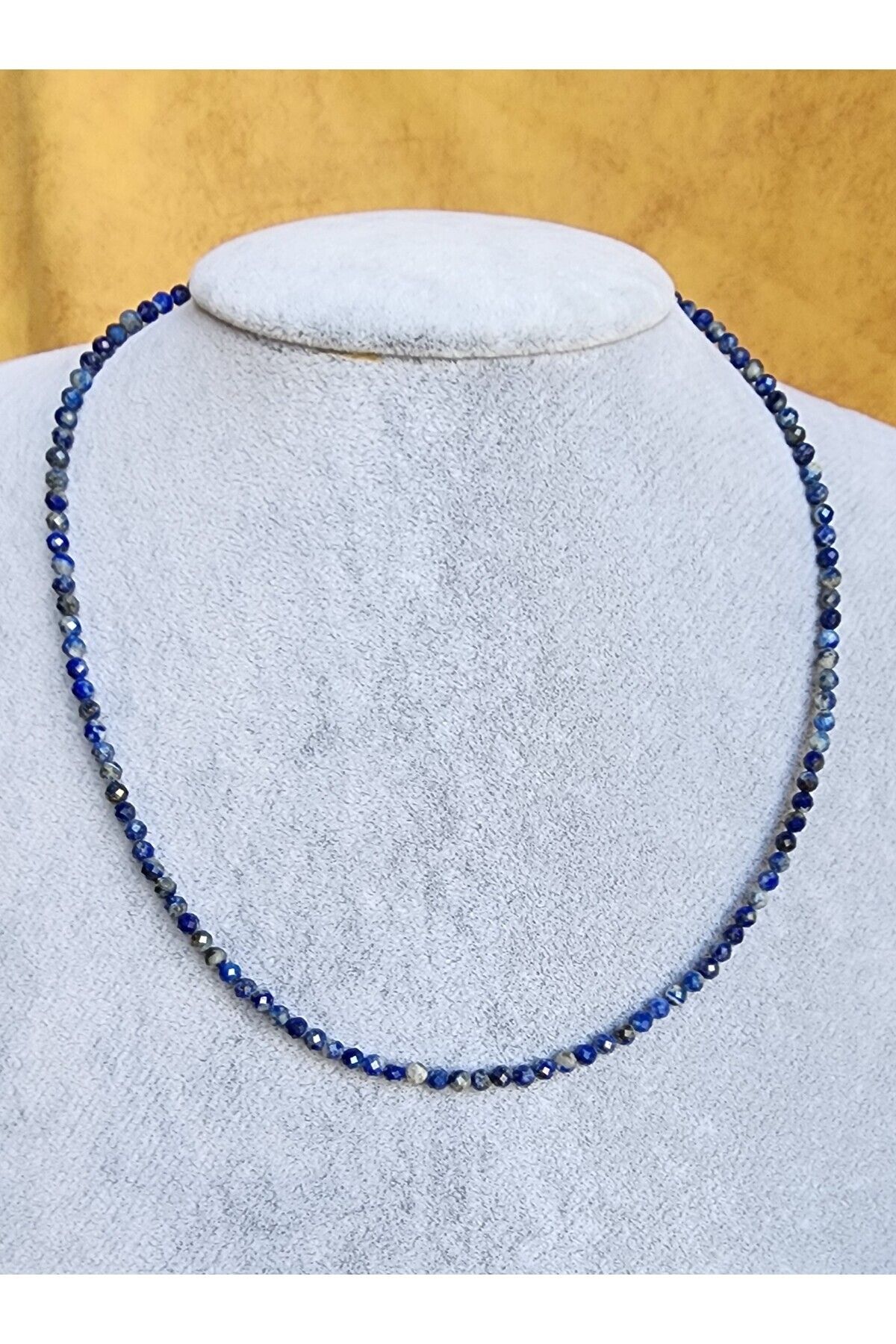 Lila Lapis Lazuli Gök Mavili Doğal Taş Fasetli Kolye