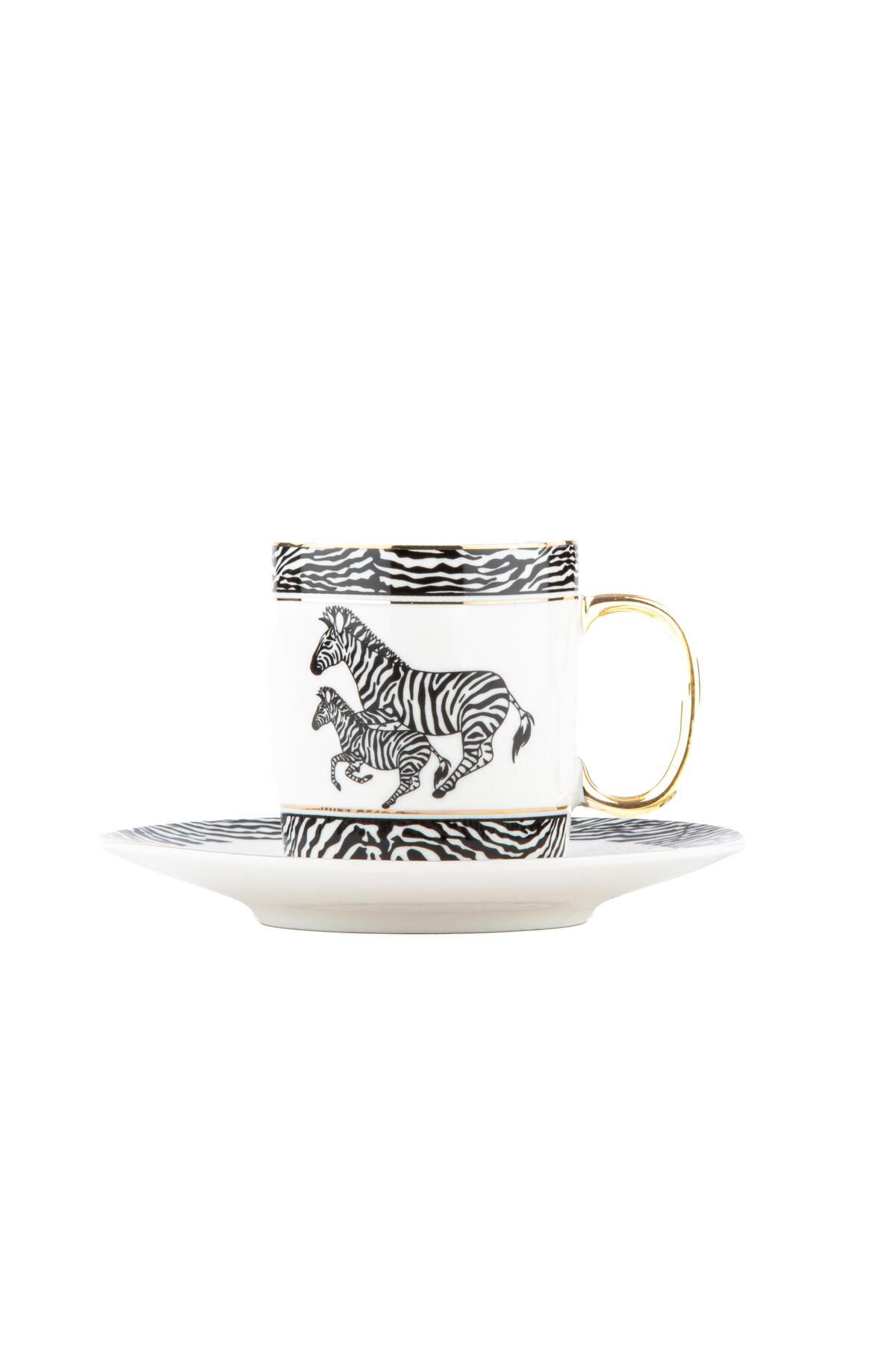 Saray Ottoman Fincan Kahve Fincanı Kahve Fincan Seti Hediyelik Medusa Zebra 6'lı Porselen Kahve Fincan Takımı