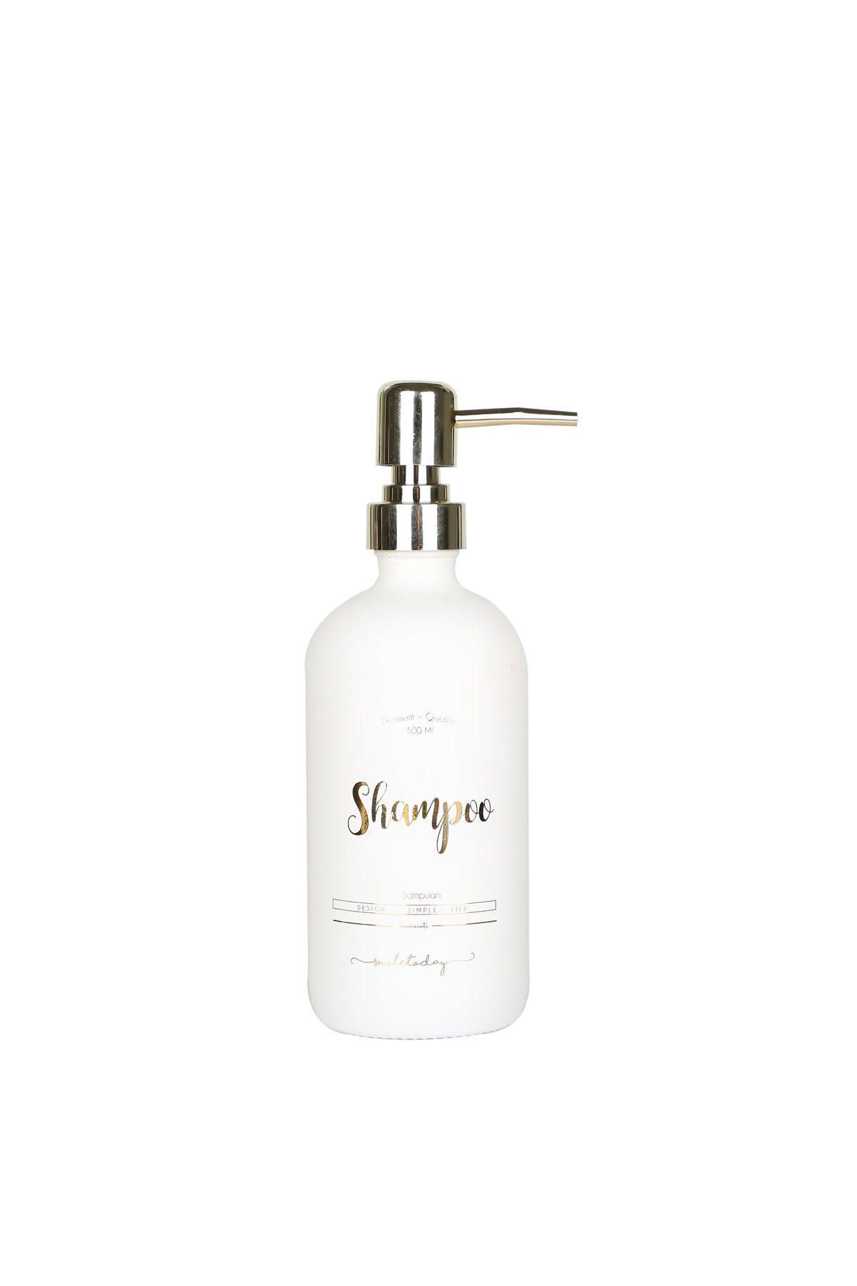 Miniminti Beyaz Cam Şampuan Şişesi - 500 Ml (shampoo)