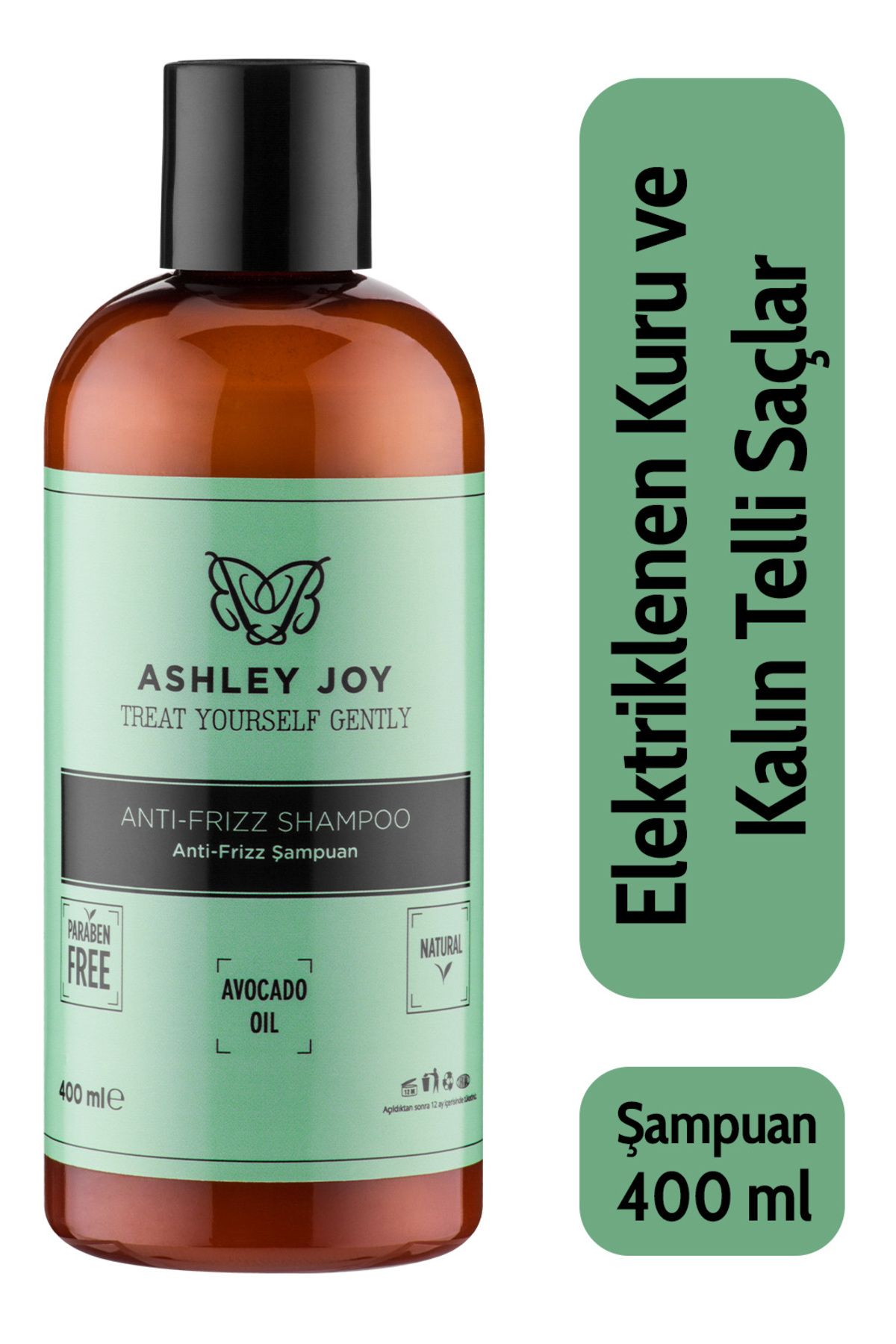 Ashley Joy Kabaran Saçlar Için Avokado Yağı Nemlendirici Elektriklenme Karşıtı Antifrizz Şampuan 400ml